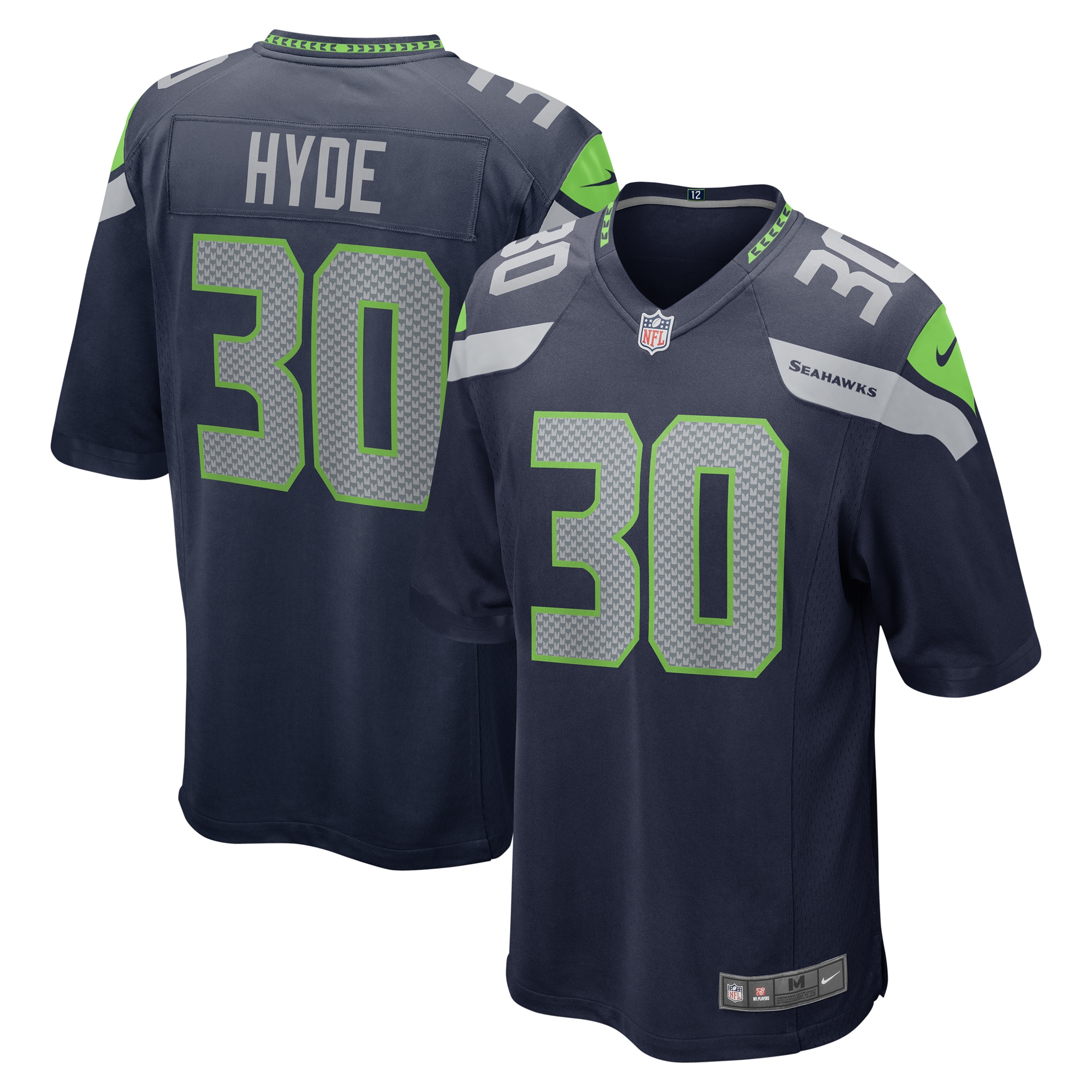 Men's Seattle Seahawks Carlos Hyde Nike College Navy Game Jersey