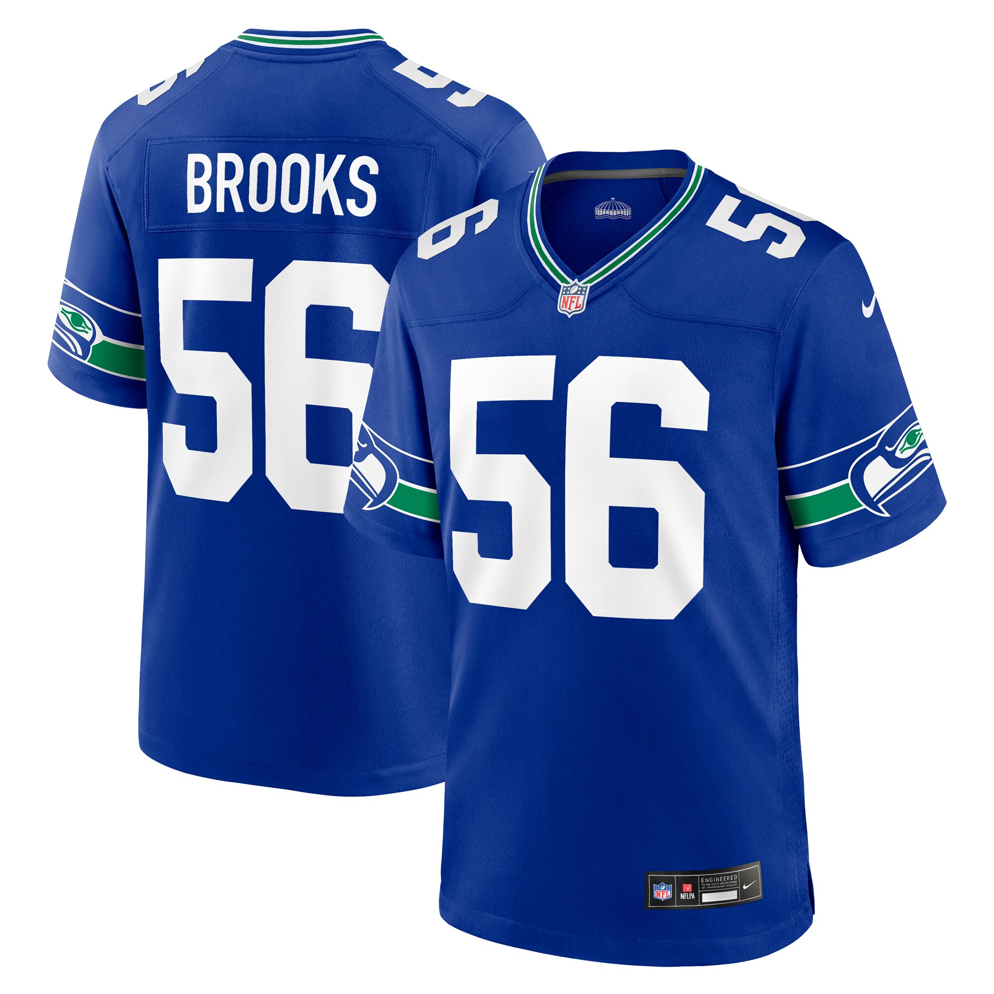 Men's Seattle Seahawks Jordyn Brooks Nike Royal Throwback Player Game Jersey