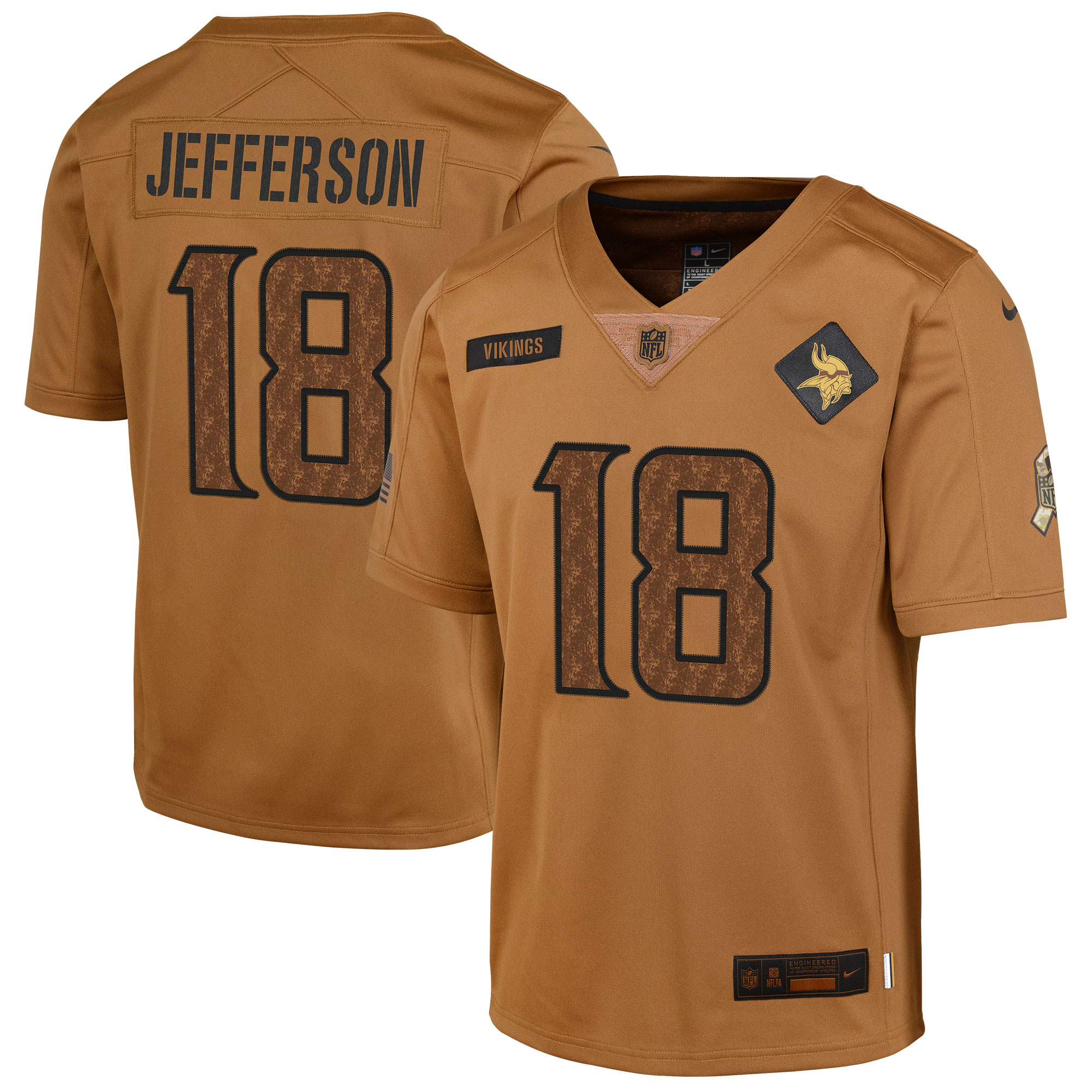 Youth Minnesota Vikings Justin Jefferson Nike Brown 2023 Salute To Service Limited Jersey