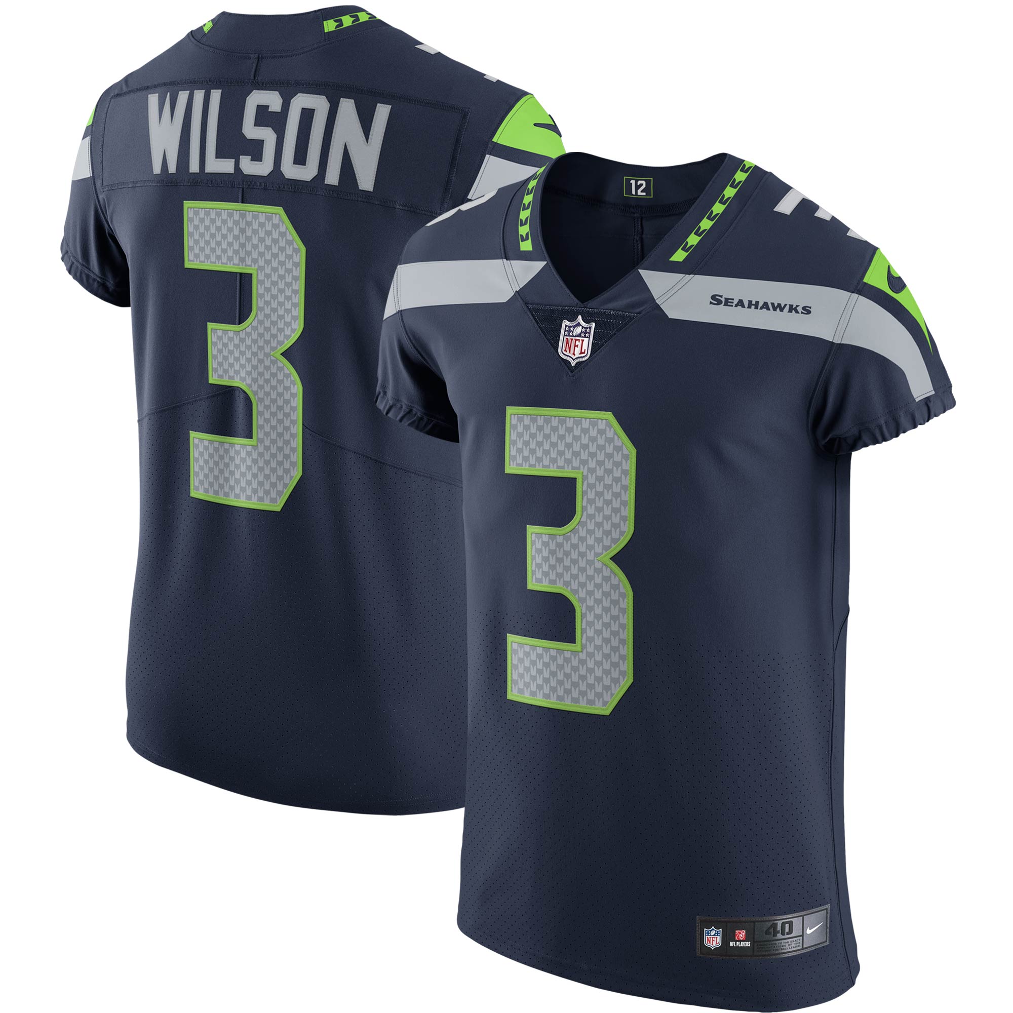 Men's Seattle Seahawks Russell Wilson Nike College Navy Vapor Elite Player Jersey