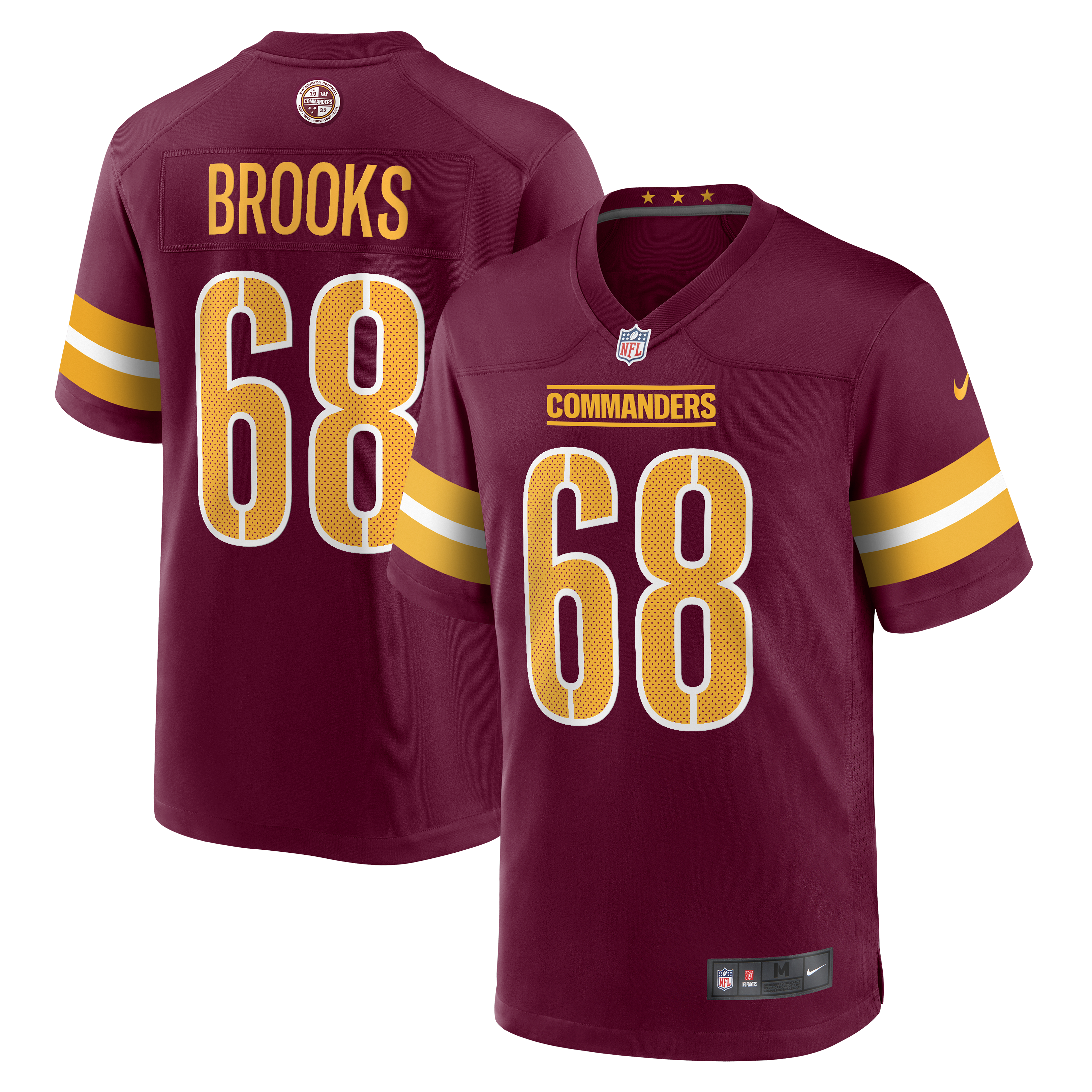 Men's Washington Commanders Curtis Brooks Nike Burgundy Game Jersey