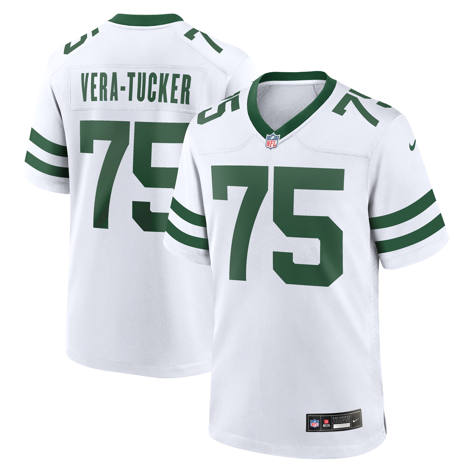 Men's New York Jets Alijah Vera-Tucker Nike White Legacy Player Game Jersey