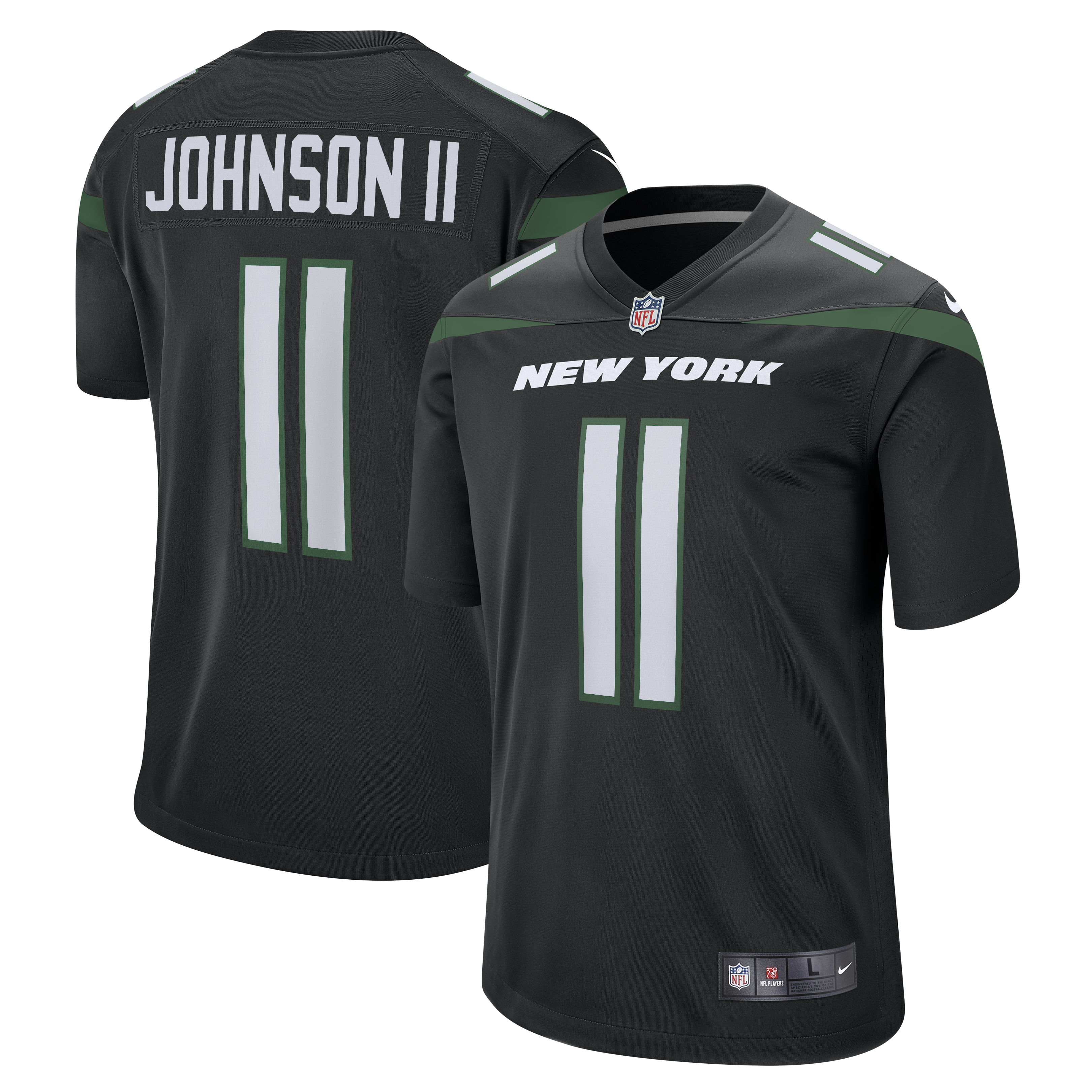Men's New York Jets Jermaine Johnson II Nike Stealth Black Alternate Game Jersey