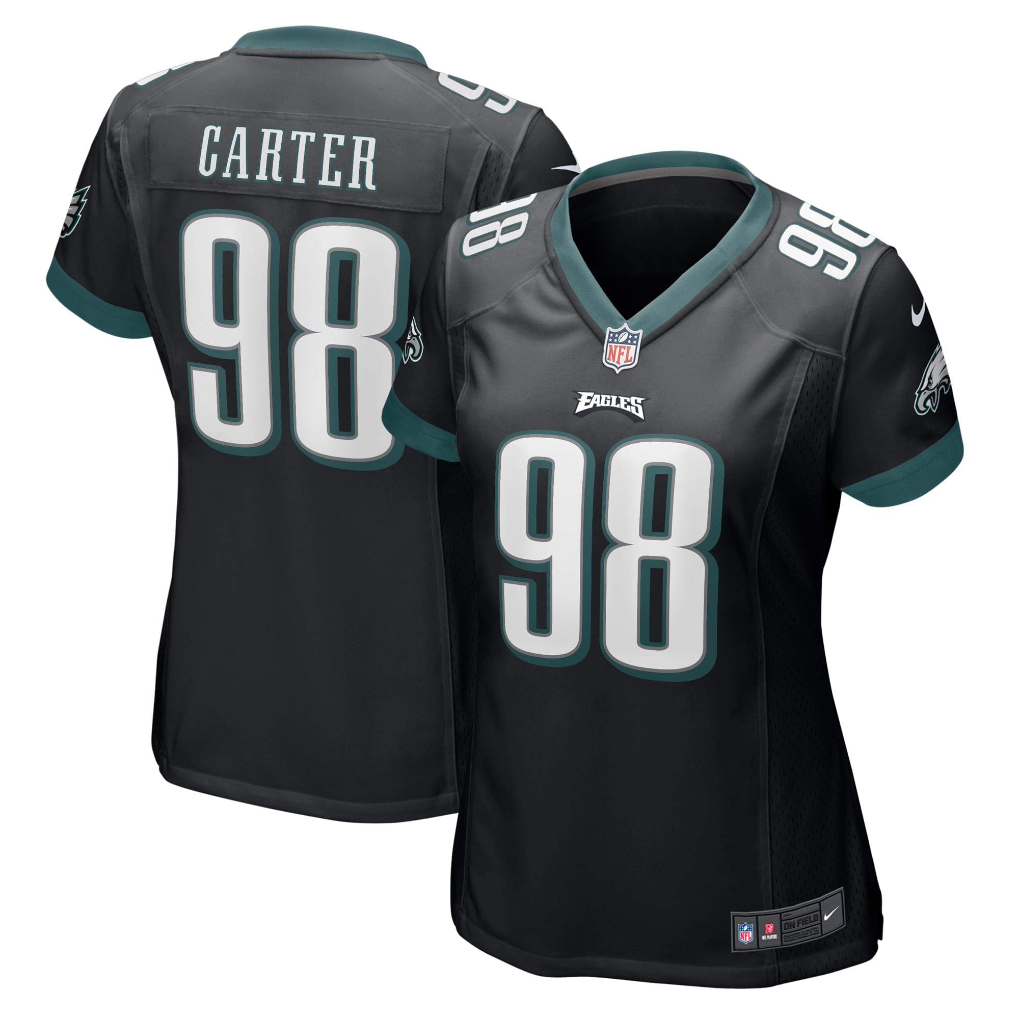Women's Philadelphia Eagles Jalen Carter Nike Black Alternate Team Game Jersey