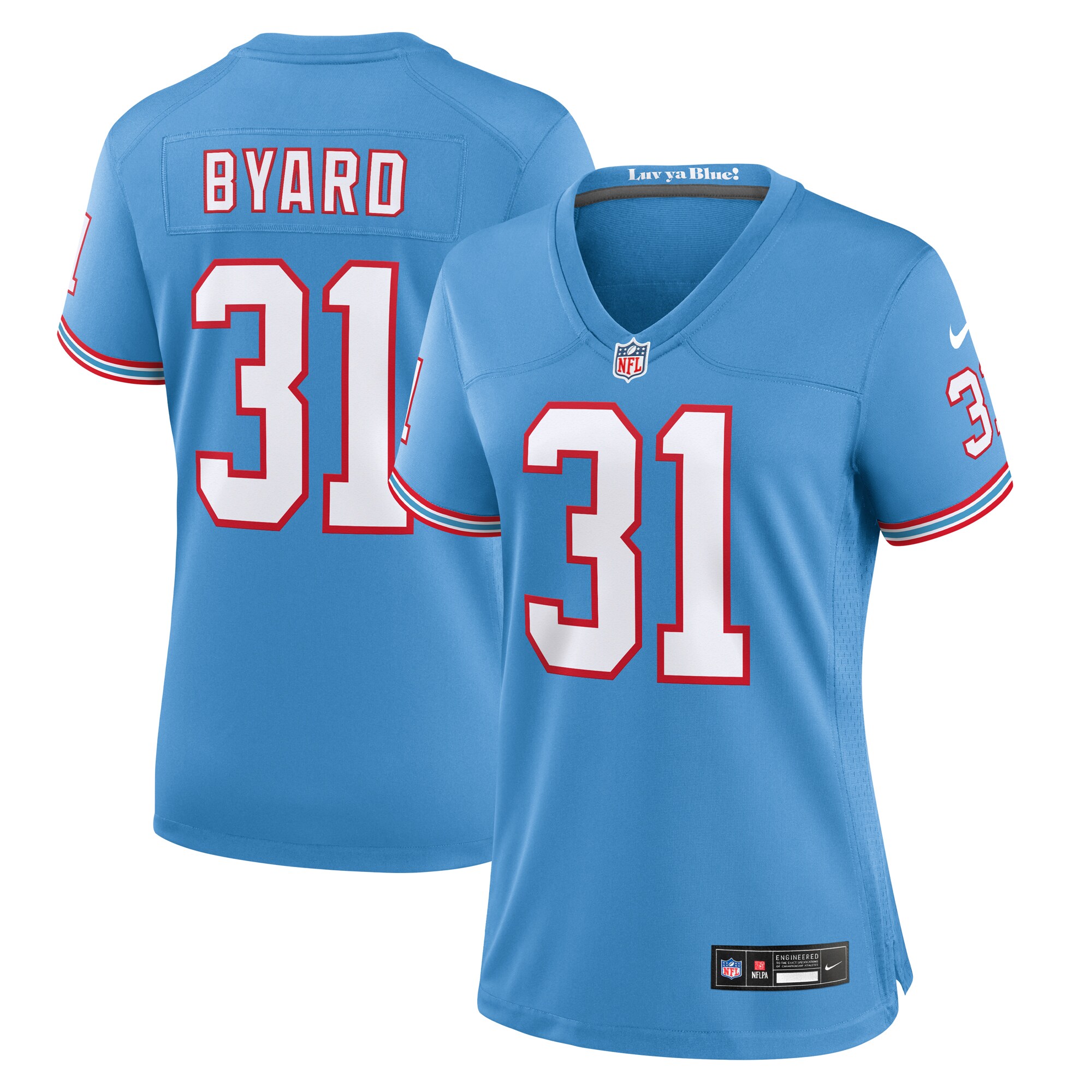 Women's Tennessee Titans Kevin Byard Nike Light Blue Oilers Throwback Player Game Jersey