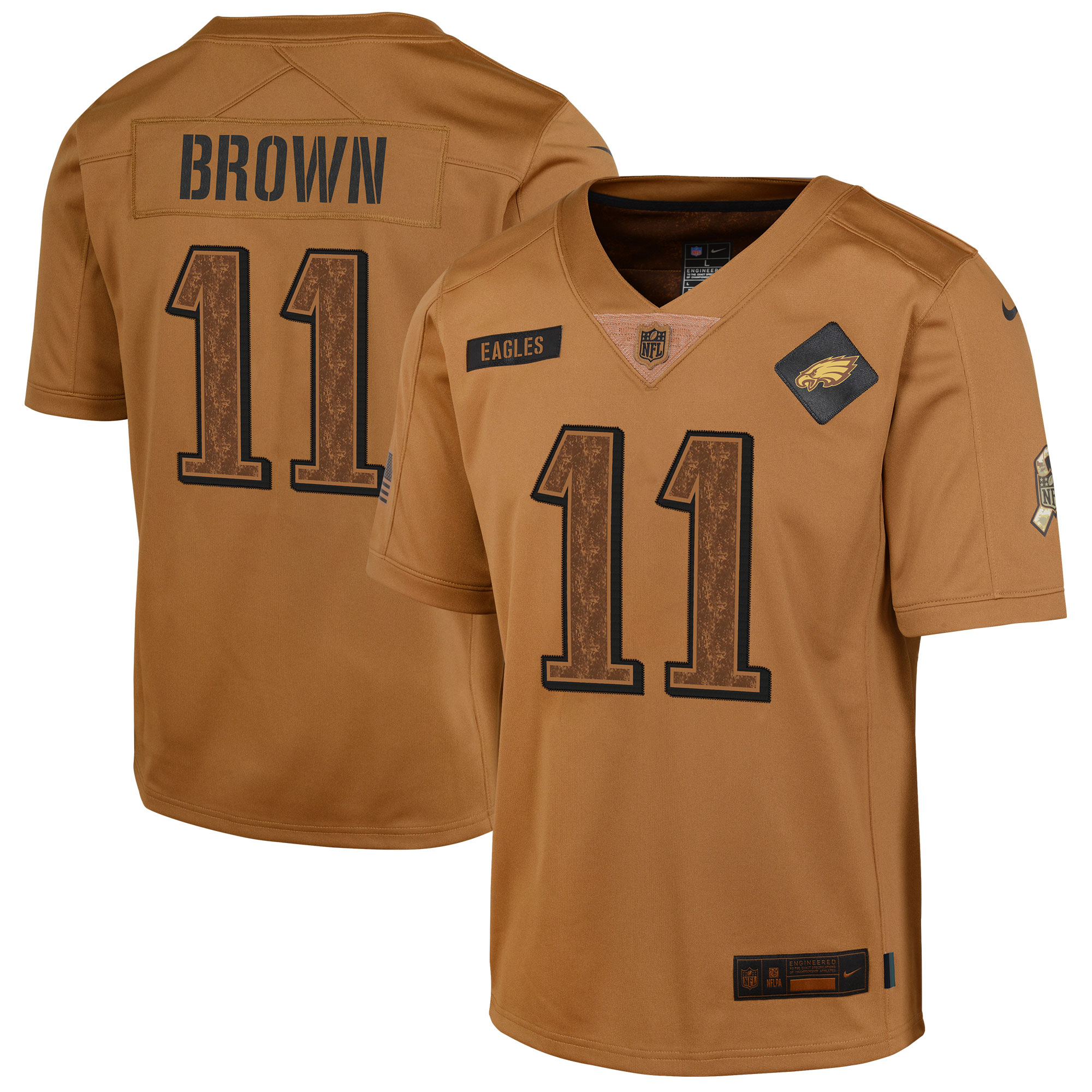 Youth Philadelphia Eagles A.J. Brown Nike Brown 2023 Salute To Service Limited Jersey