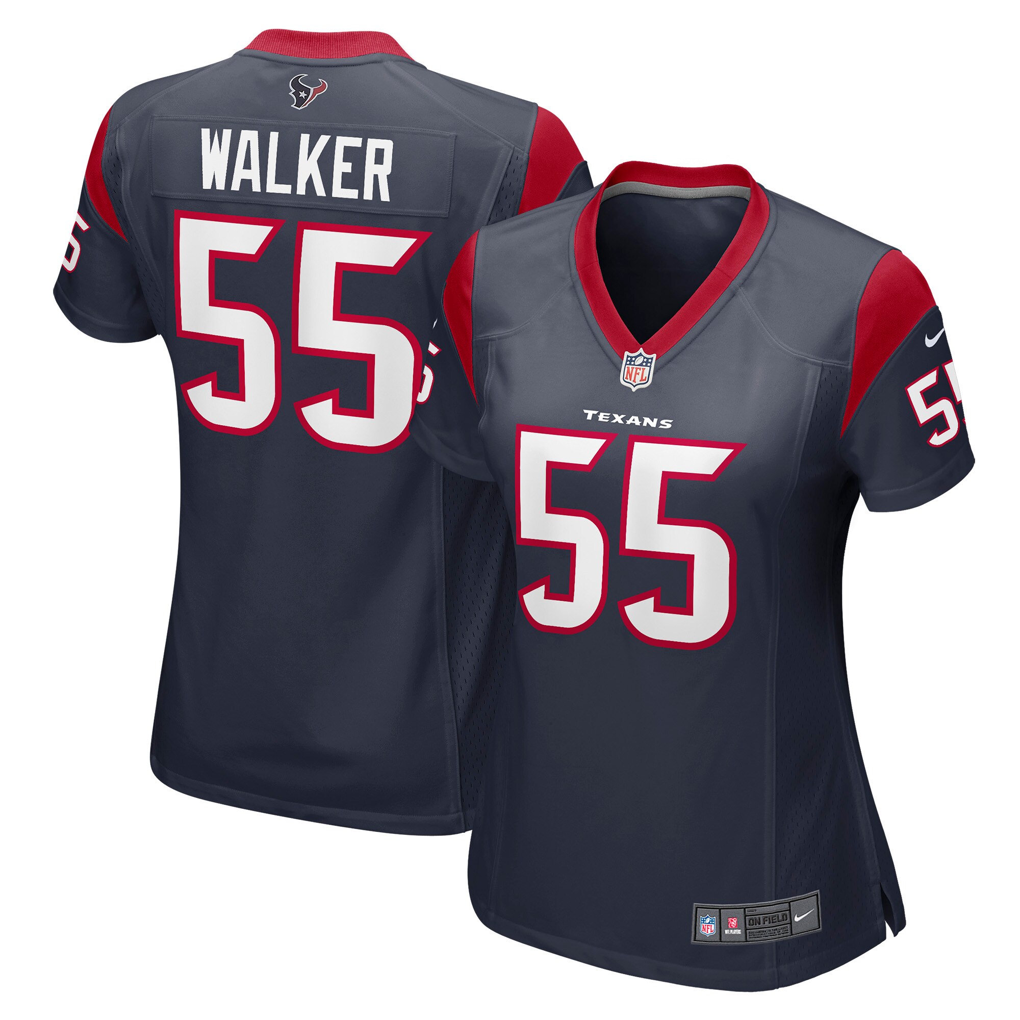 Women's Houston Texans DeMarcus Walker Nike Navy Game Player Jersey