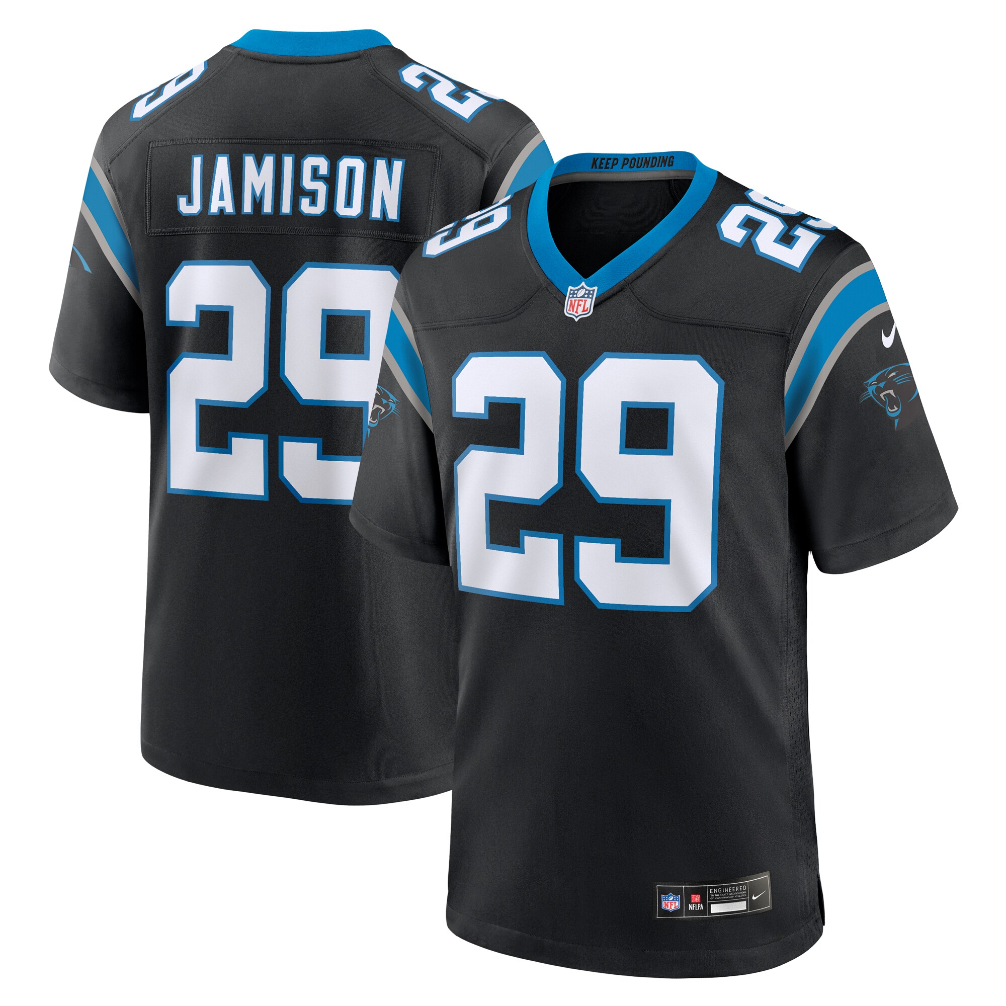 Men's Carolina Panthers D'Shawn Jamison Nike Black Team Game Jersey