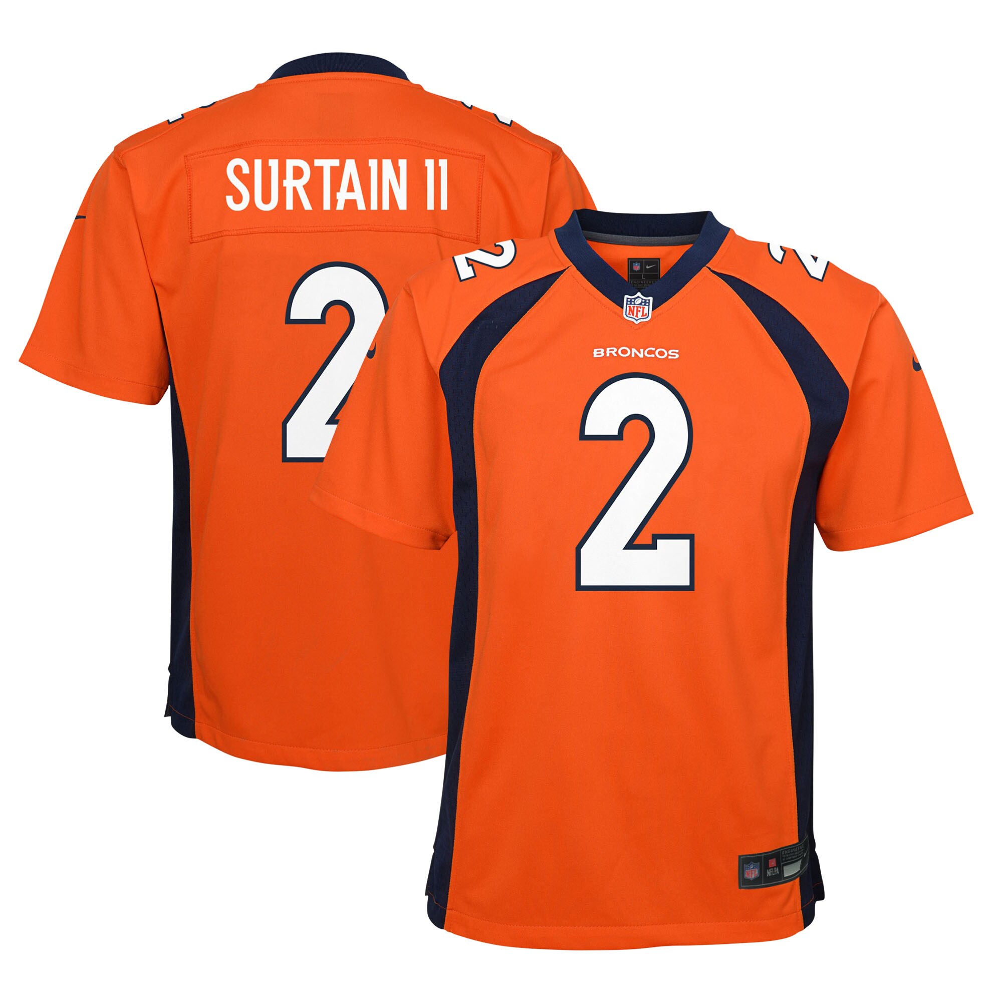 Youth Denver Broncos Patrick Surtain II Nike Orange Game Jersey