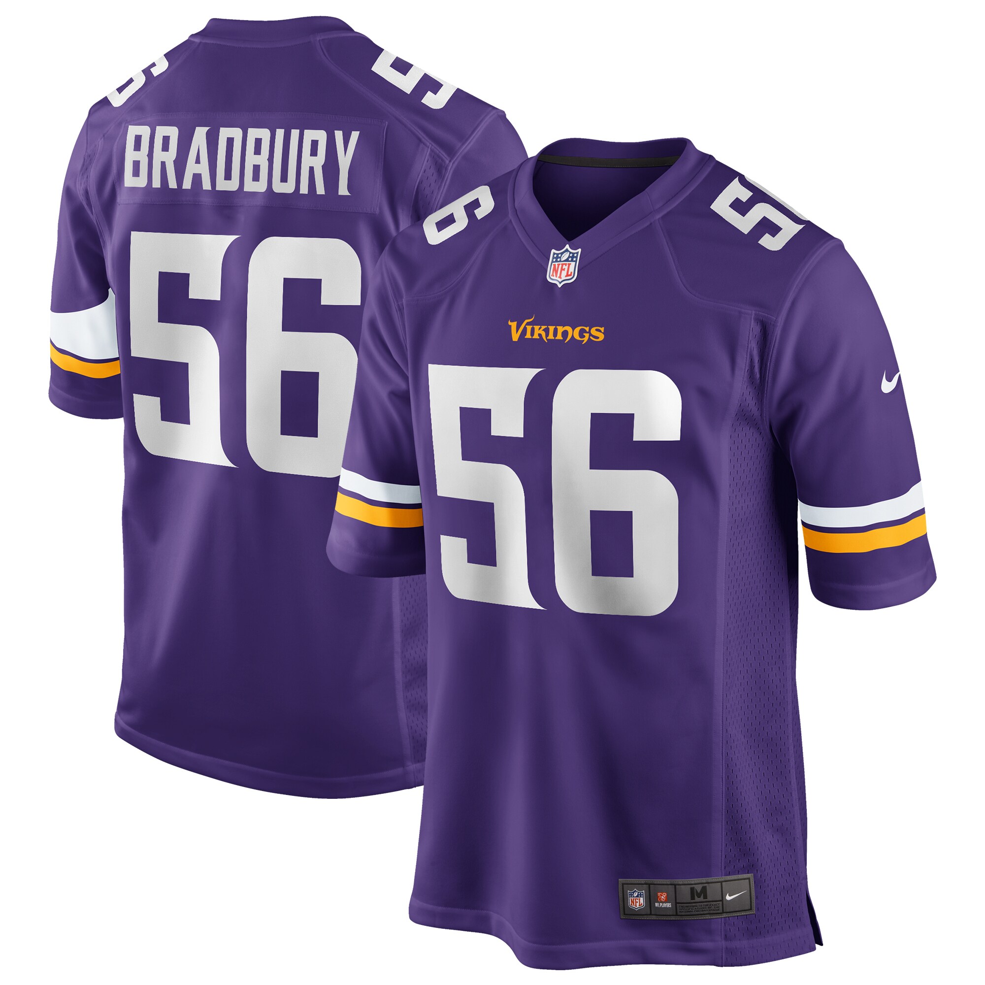 Men's Minnesota Vikings Garrett Bradbury Nike Purple Game Player Jersey
