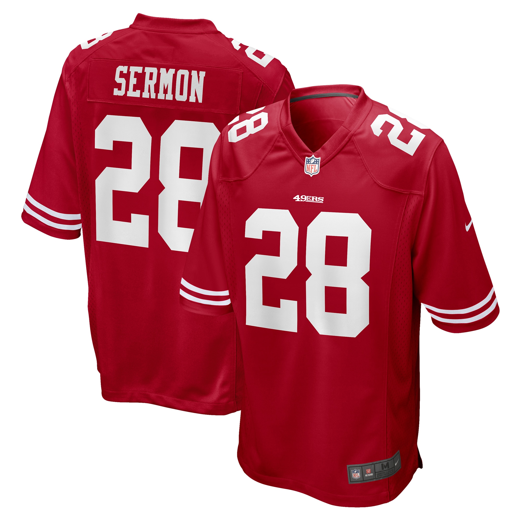 Men's San Francisco 49ers Trey Sermon Nike Scarlet 2021 NFL Draft Pick Game Jersey