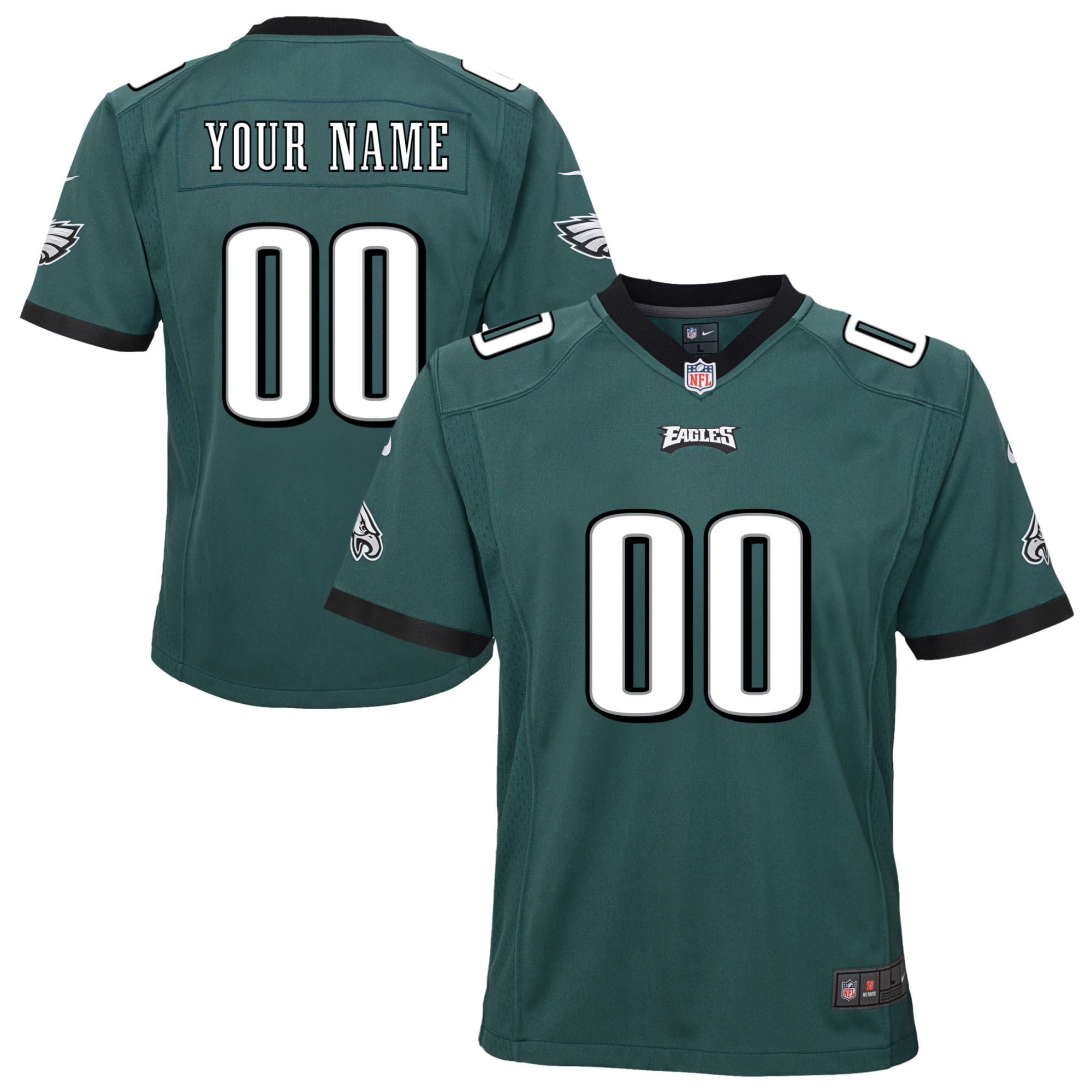 Youth Philadelphia Eagles Nike Midnight Green Team Custom Game Jersey