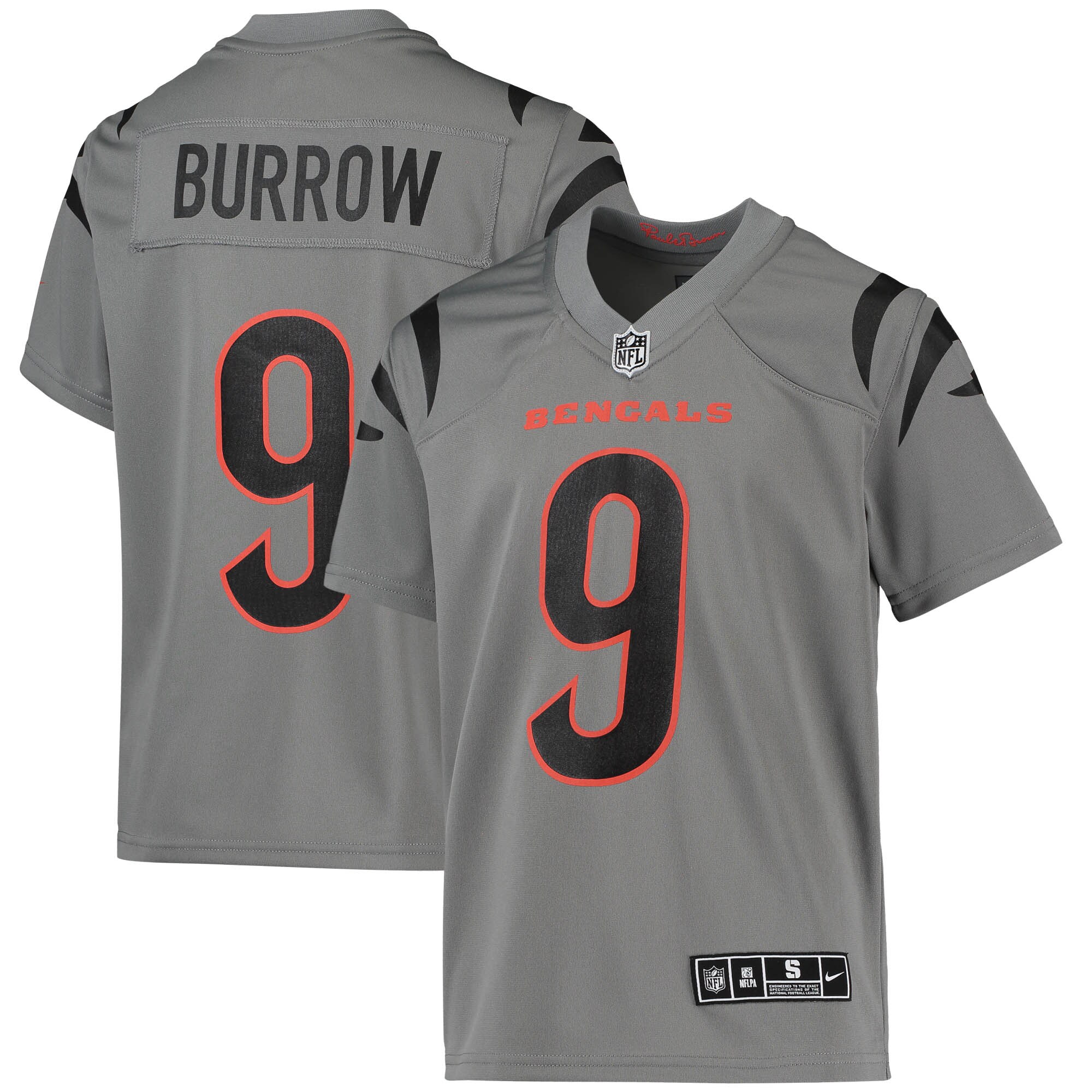 Youth Cincinnati Bengals Joe Burrow Nike Gray Inverted Team Game Jersey
