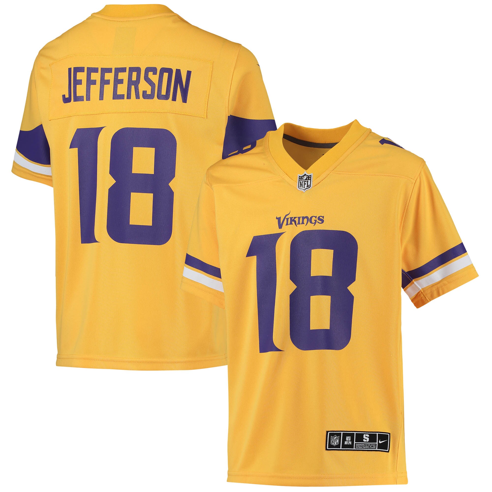 Youth Minnesota Vikings Justin Jefferson Nike Gold Inverted Team Game Jersey