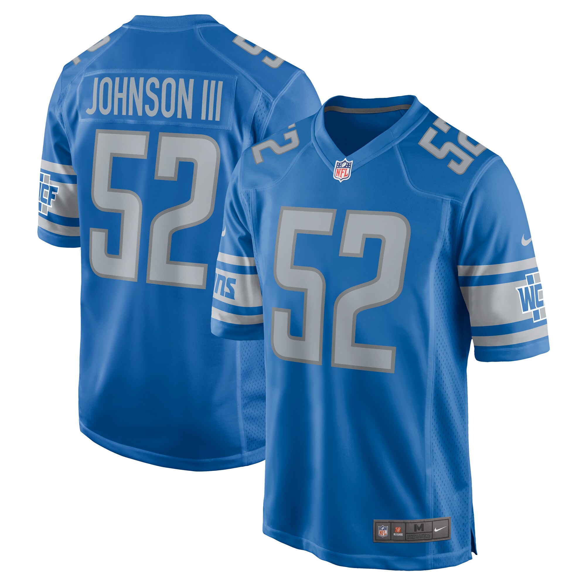 Men's Detroit Lions Raymond Johnson III Nike Blue Team Game Jersey