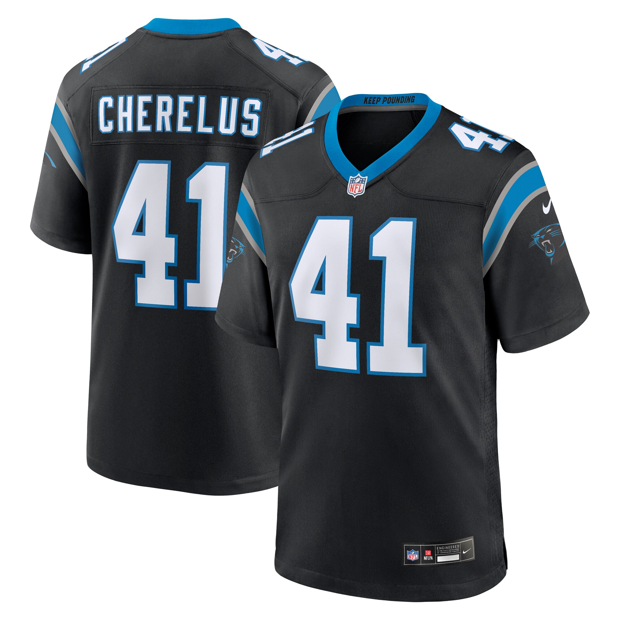 Men's Carolina Panthers Claudin Cherelus Nike Black Team Game Jersey