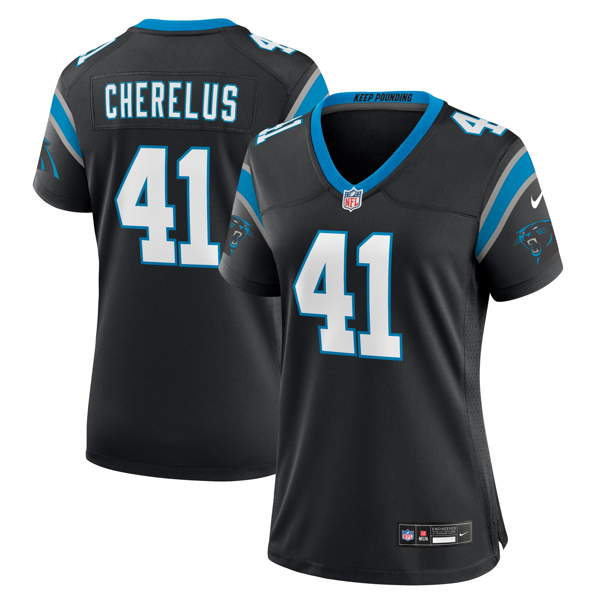 Women's Carolina Panthers Claudin Cherelus Nike Black Team Game Jersey