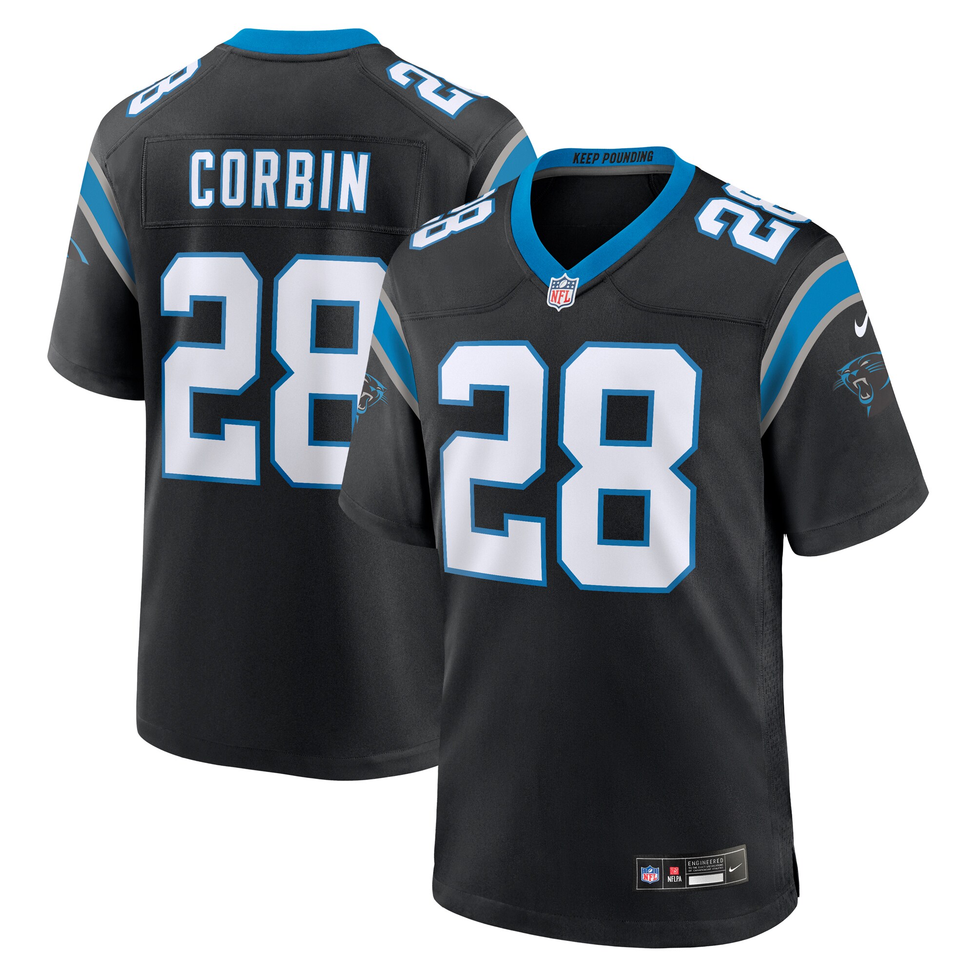 Men's Carolina Panthers Jashaun Corbin Nike Black Team Game Jersey