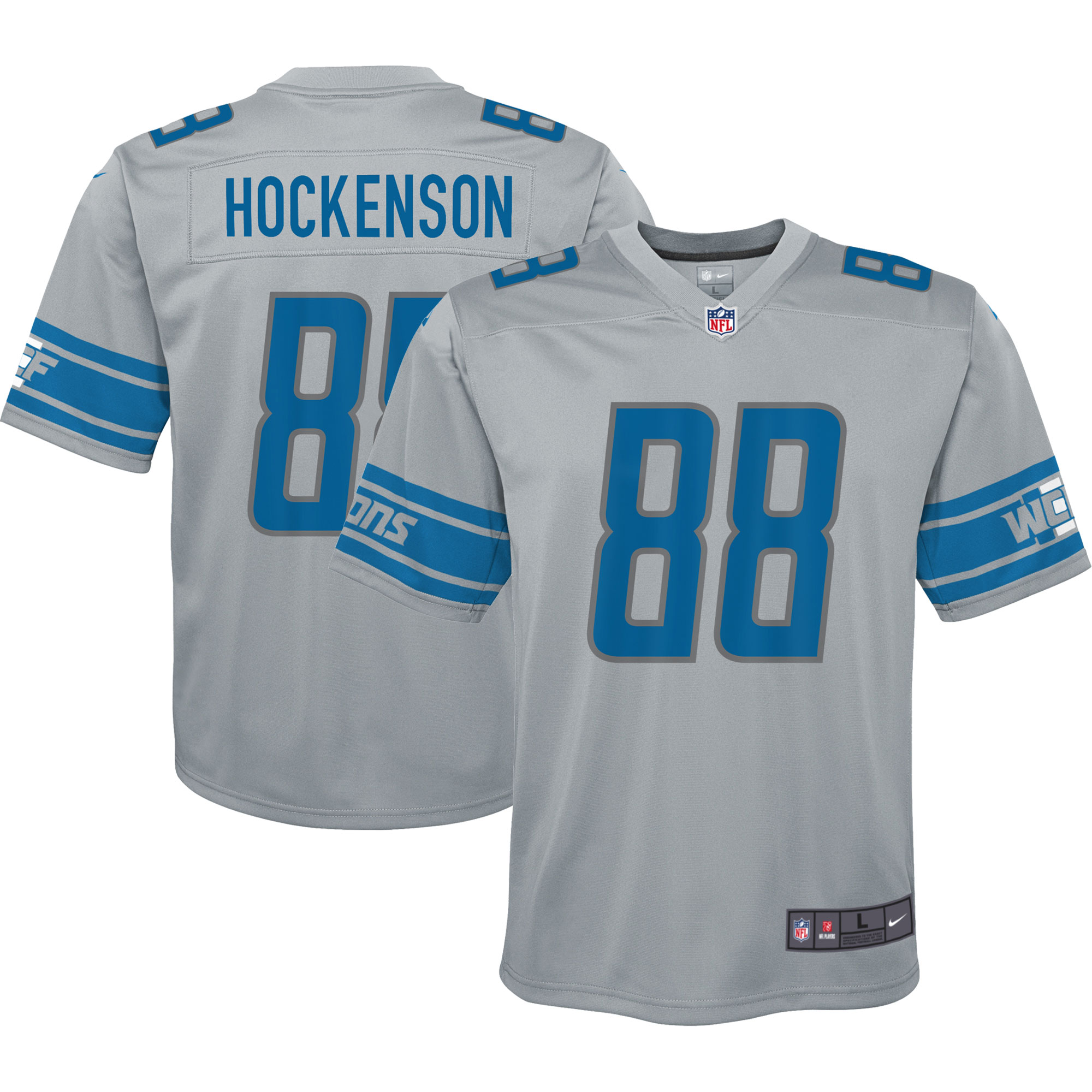 Youth Detroit Lions T.J. Hockenson Nike Silver Inverted Game Jersey