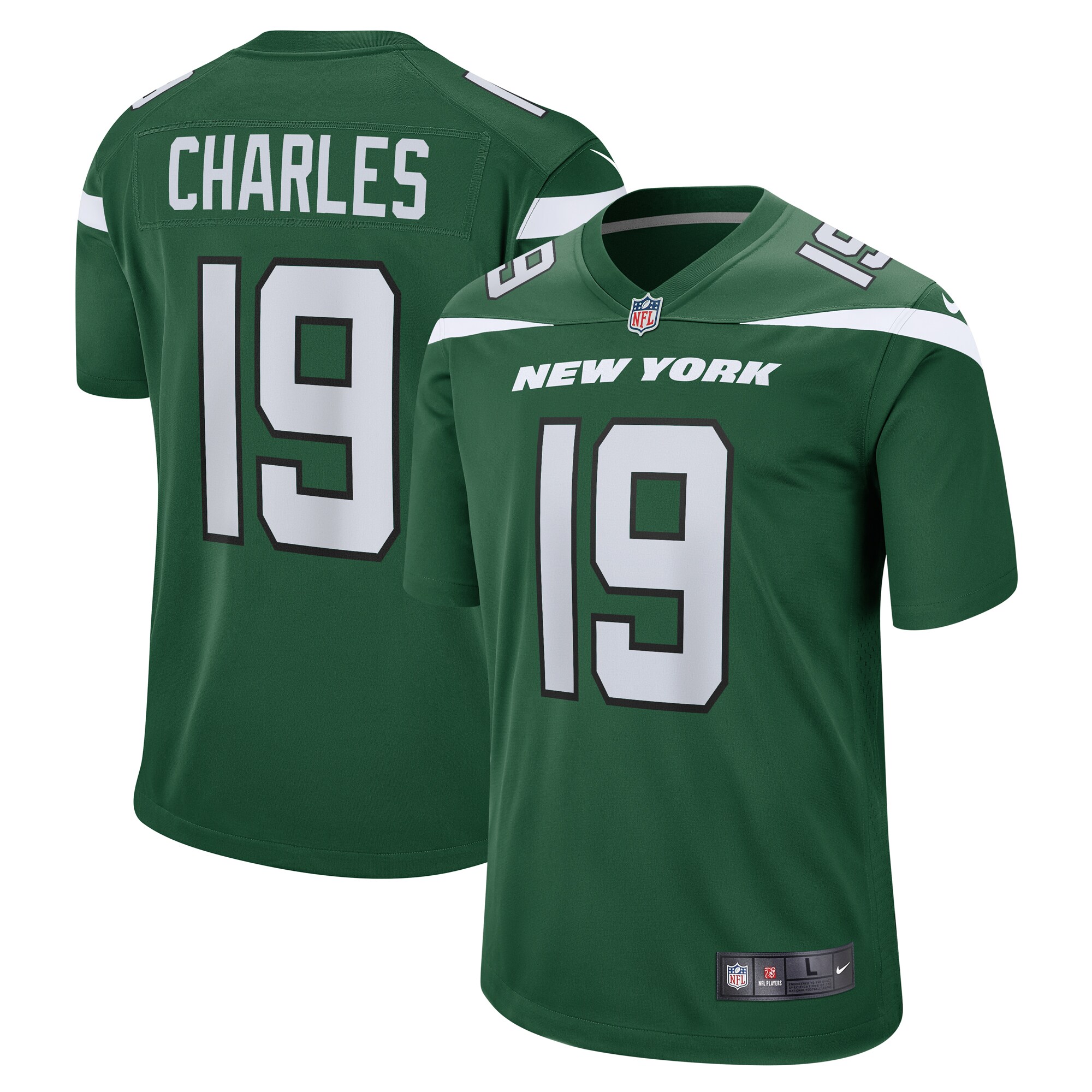 Men's New York Jets Irvin Charles Nike Gotham Green Team Game Jersey
