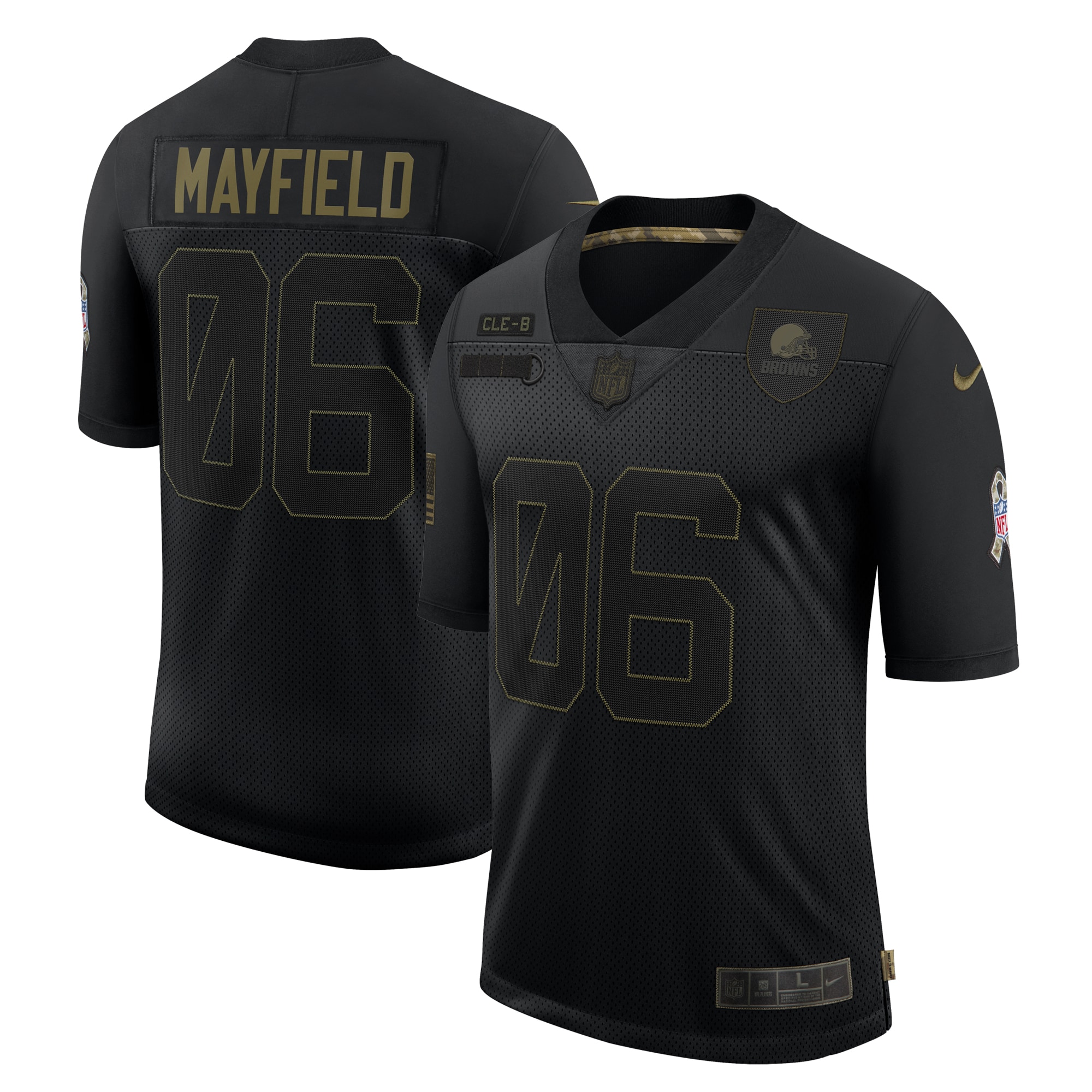 Men's Cleveland Browns Baker Mayfield Nike Black 2020 Salute To Service Limited Jersey