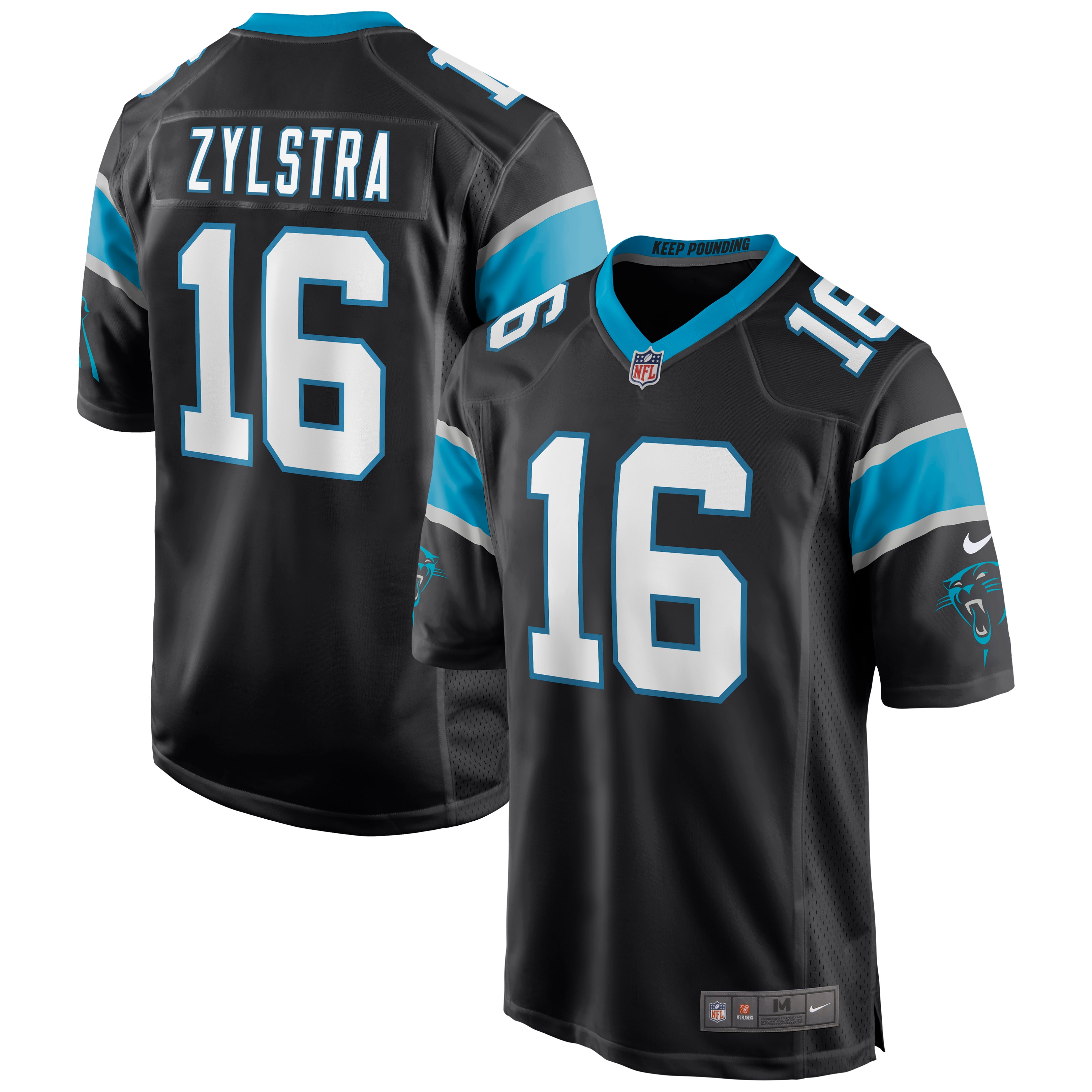 Men's Carolina Panthers Brandon Zylstra Nike Black Game Jersey