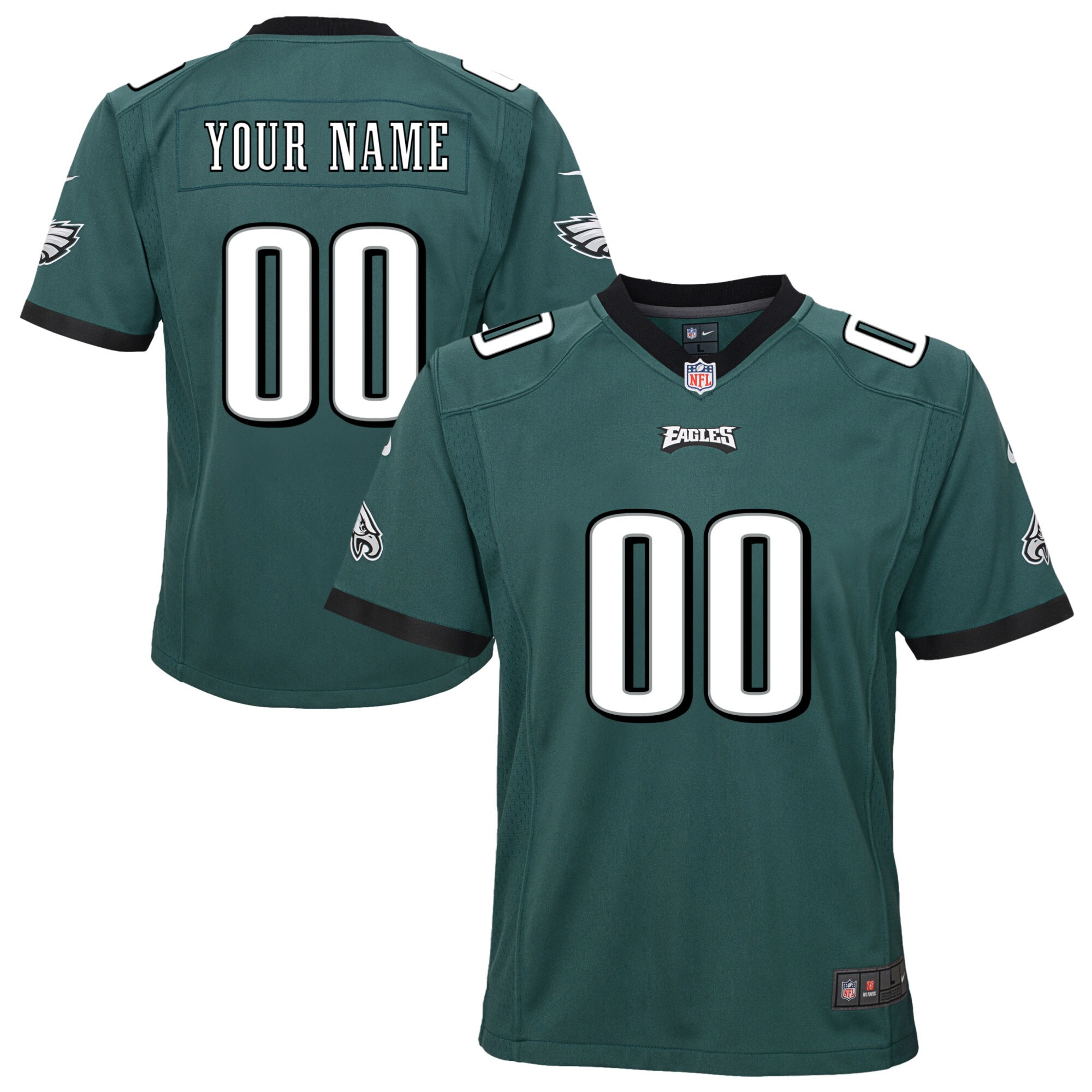 Youth Philadelphia Eagles Nike Midnight Green Team Custom Game Jersey
