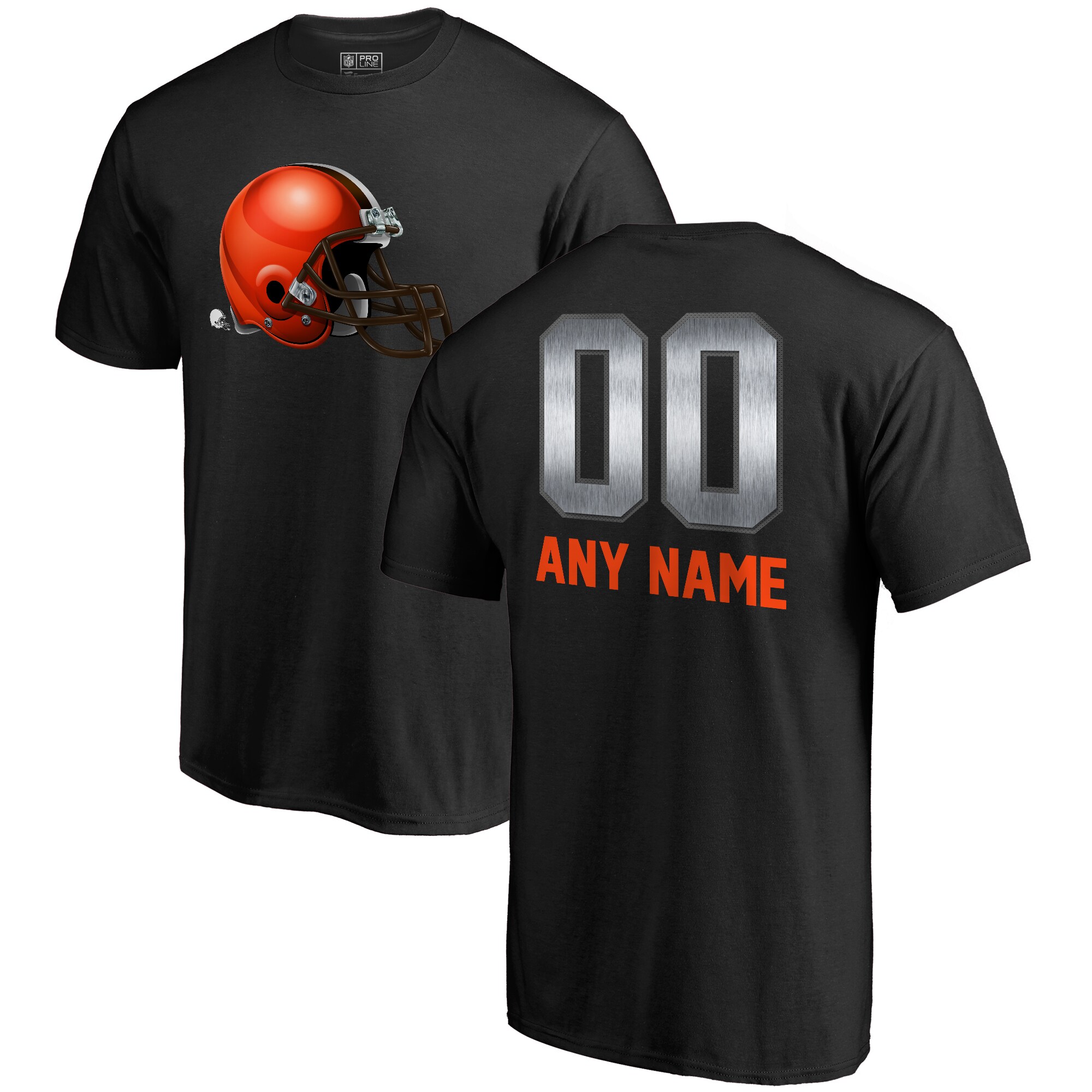 Men's Cleveland Browns NFL Pro Line by Fanatics Branded Black Personalized Midnight Mascot T-Shirt
