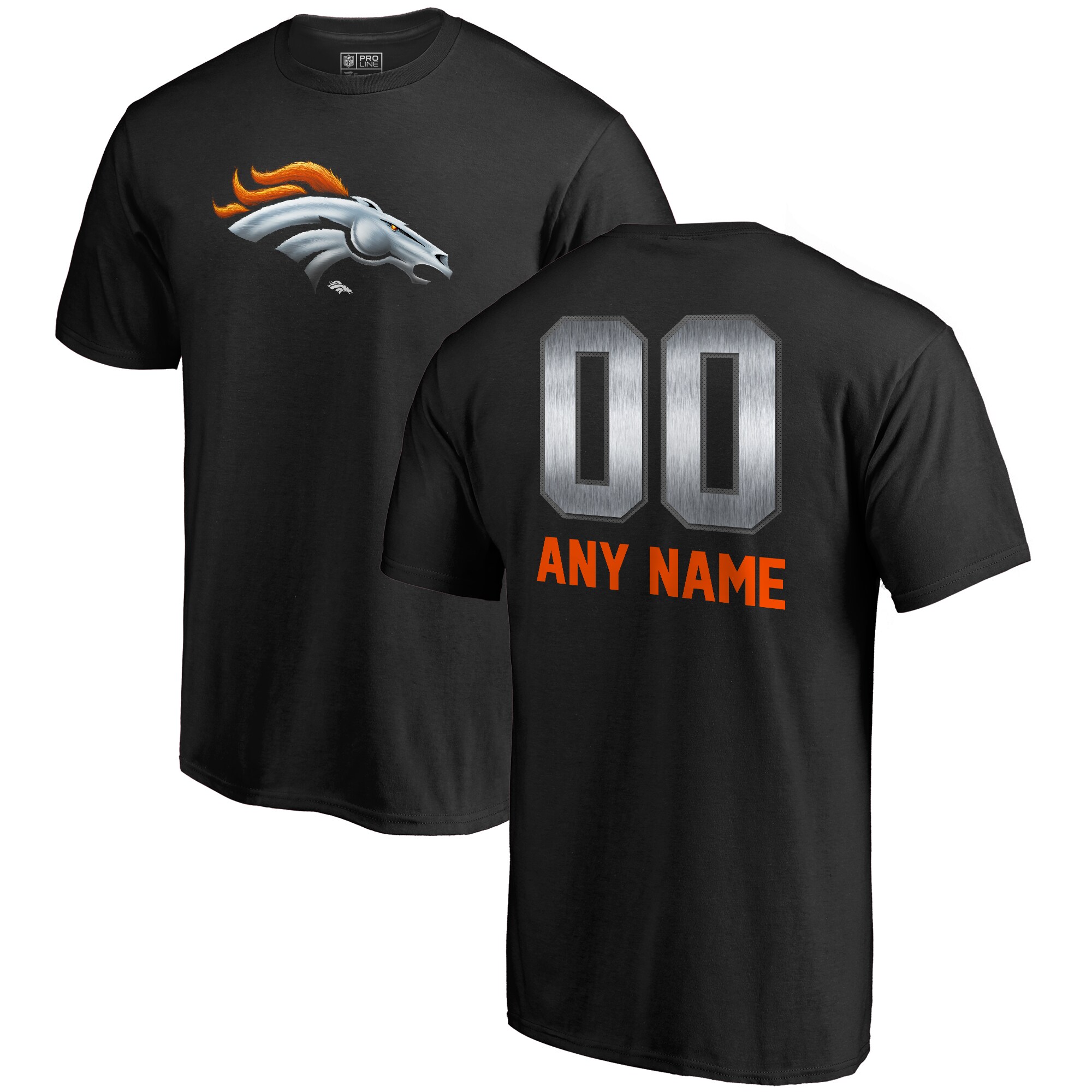Men's Denver Broncos NFL Pro Line by Fanatics Branded Black Personalized Midnight Mascot T-Shirt