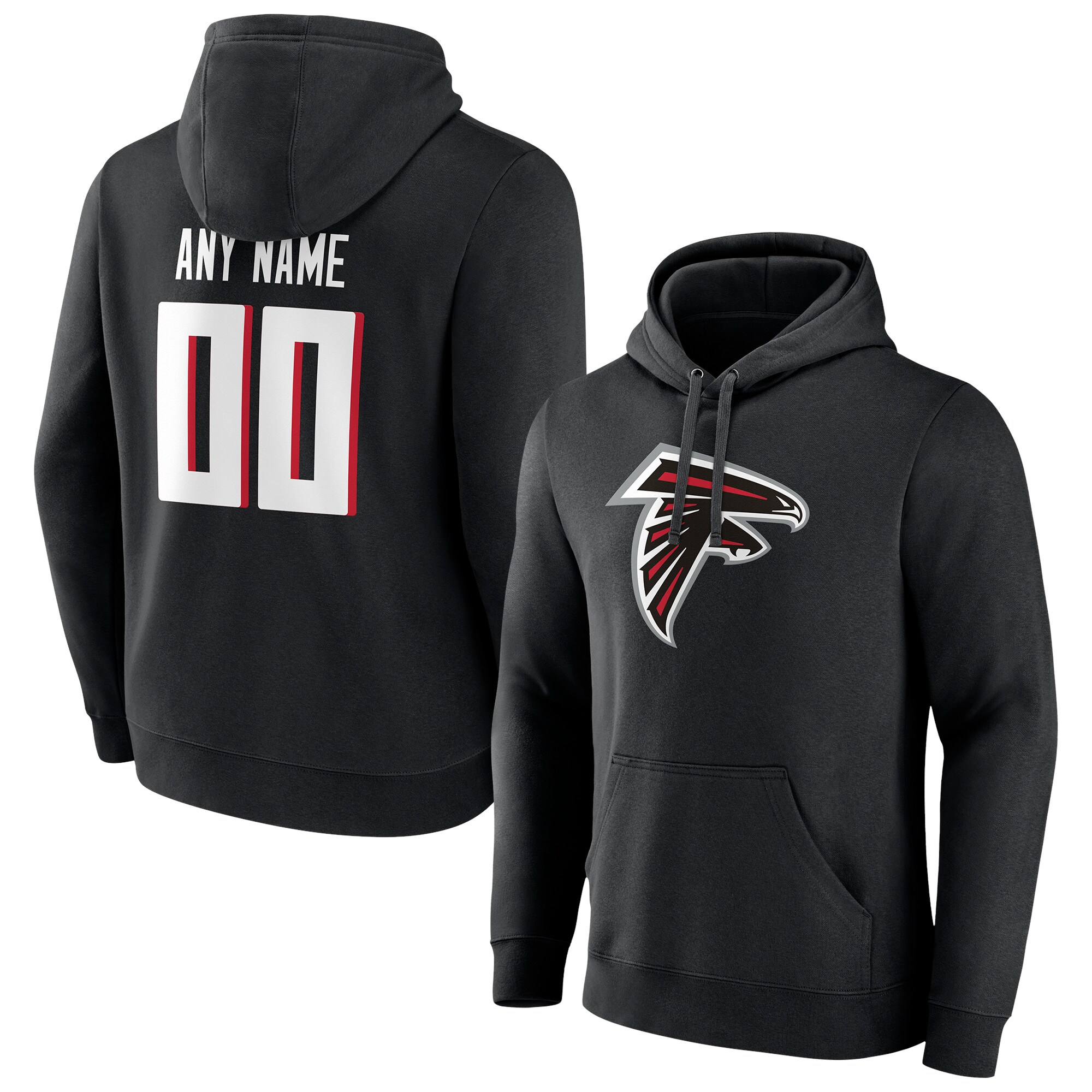 Men's Atlanta Falcons Fanatics Branded Black Team Authentic Personalized Name & Number Pullover Hoodie