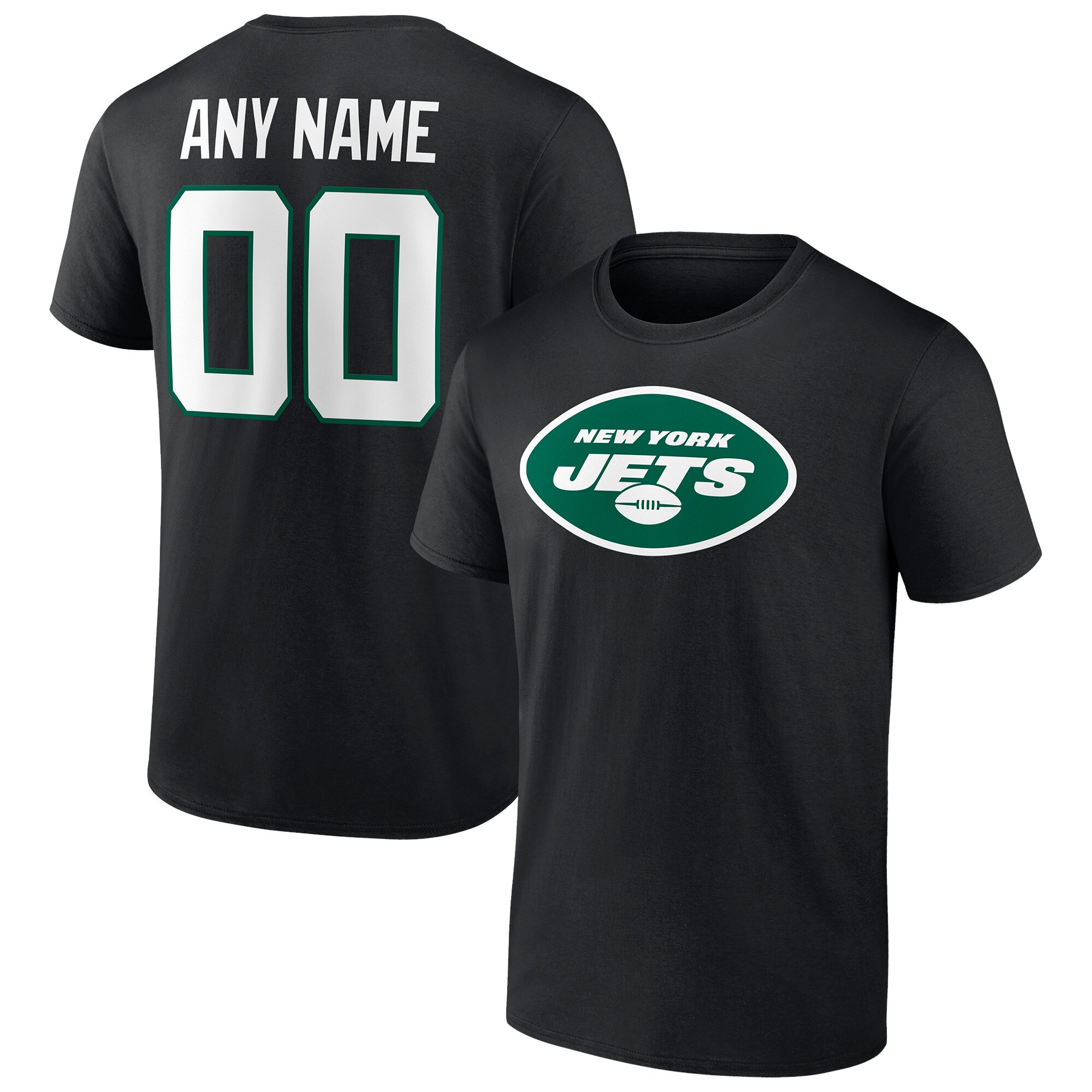 Men's New York Jets Fanatics Branded Black Team Authentic Personalized Name & Number T-Shirt