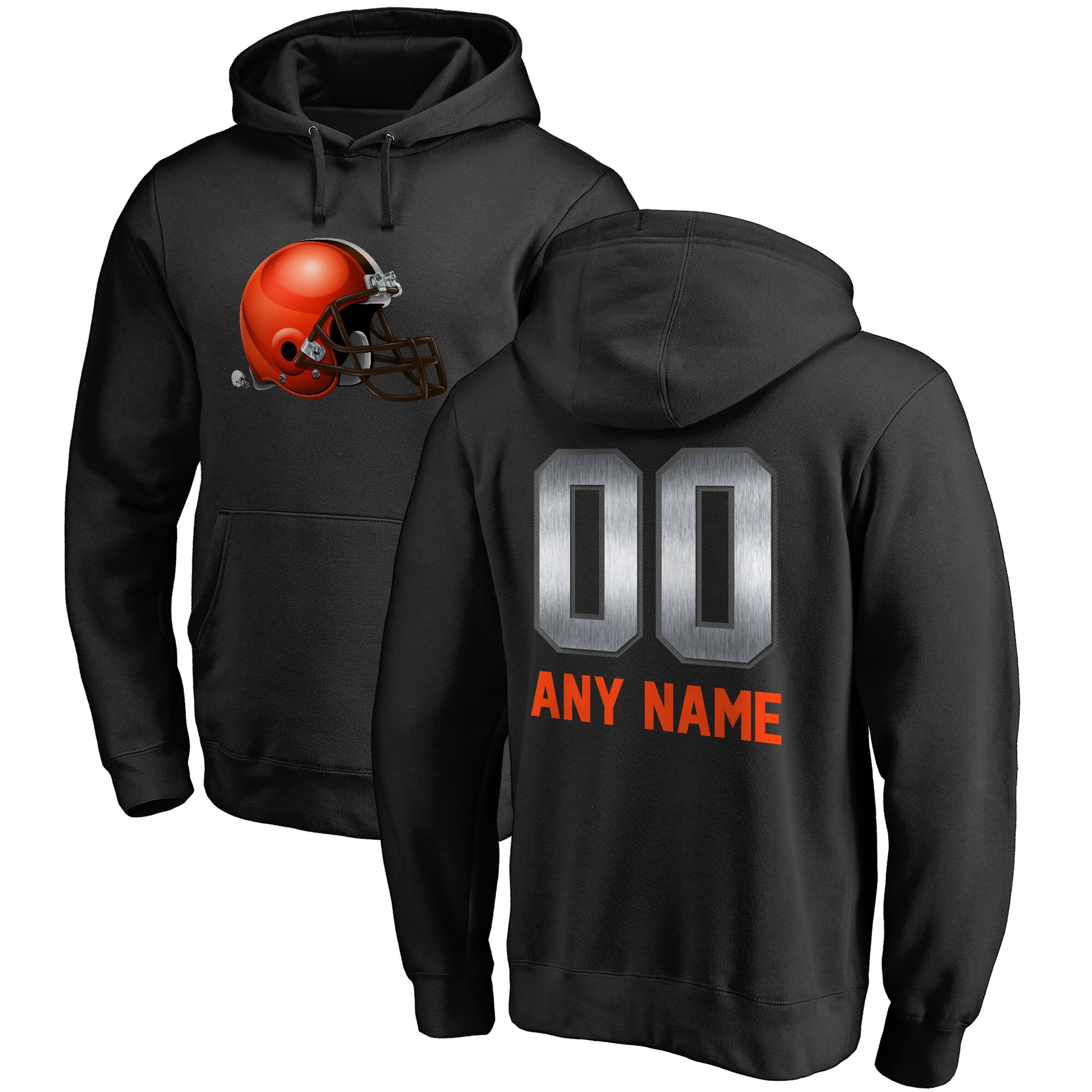 Men's Cleveland Browns NFL Pro Line by Fanatics Branded Black Personalized Midnight Mascot Pullover Hoodie