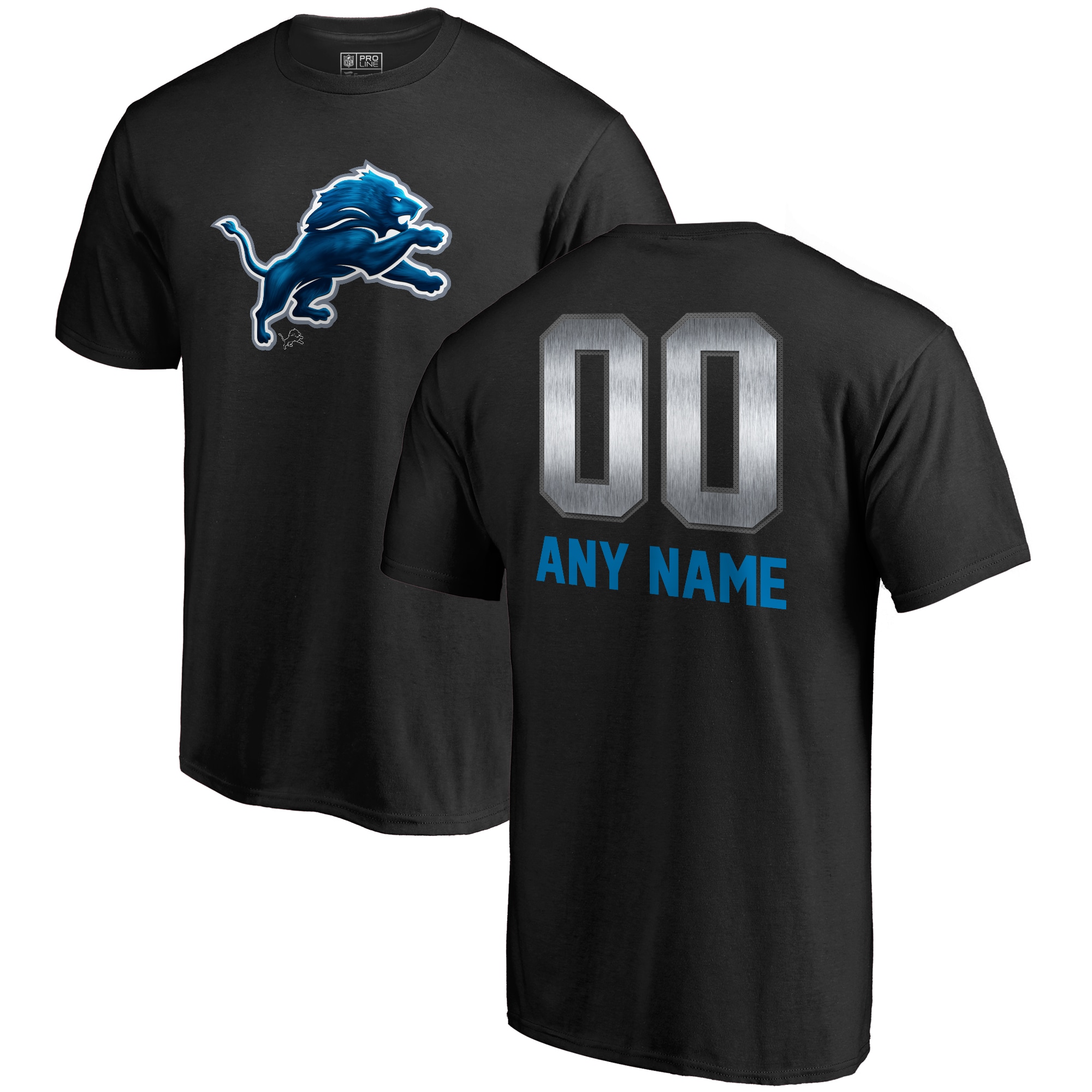 Men's Detroit Lions NFL Pro Line by Fanatics Branded Black Personalized Midnight Mascot T-Shirt