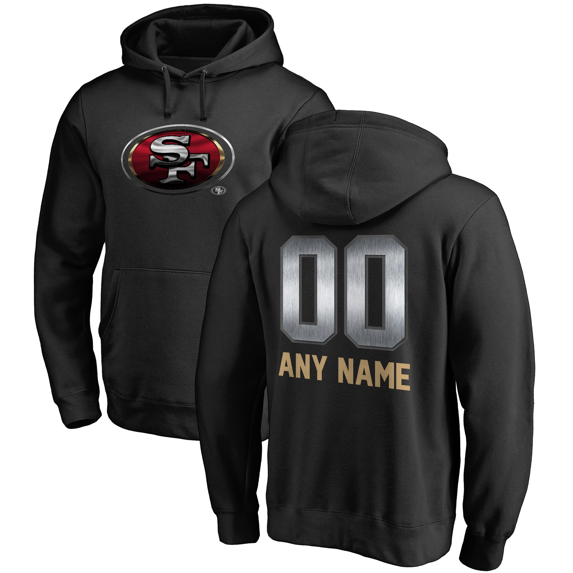 Men's San Francisco 49ers NFL Pro Line by Fanatics Branded Black Personalized Midnight Mascot Pullover Hoodie