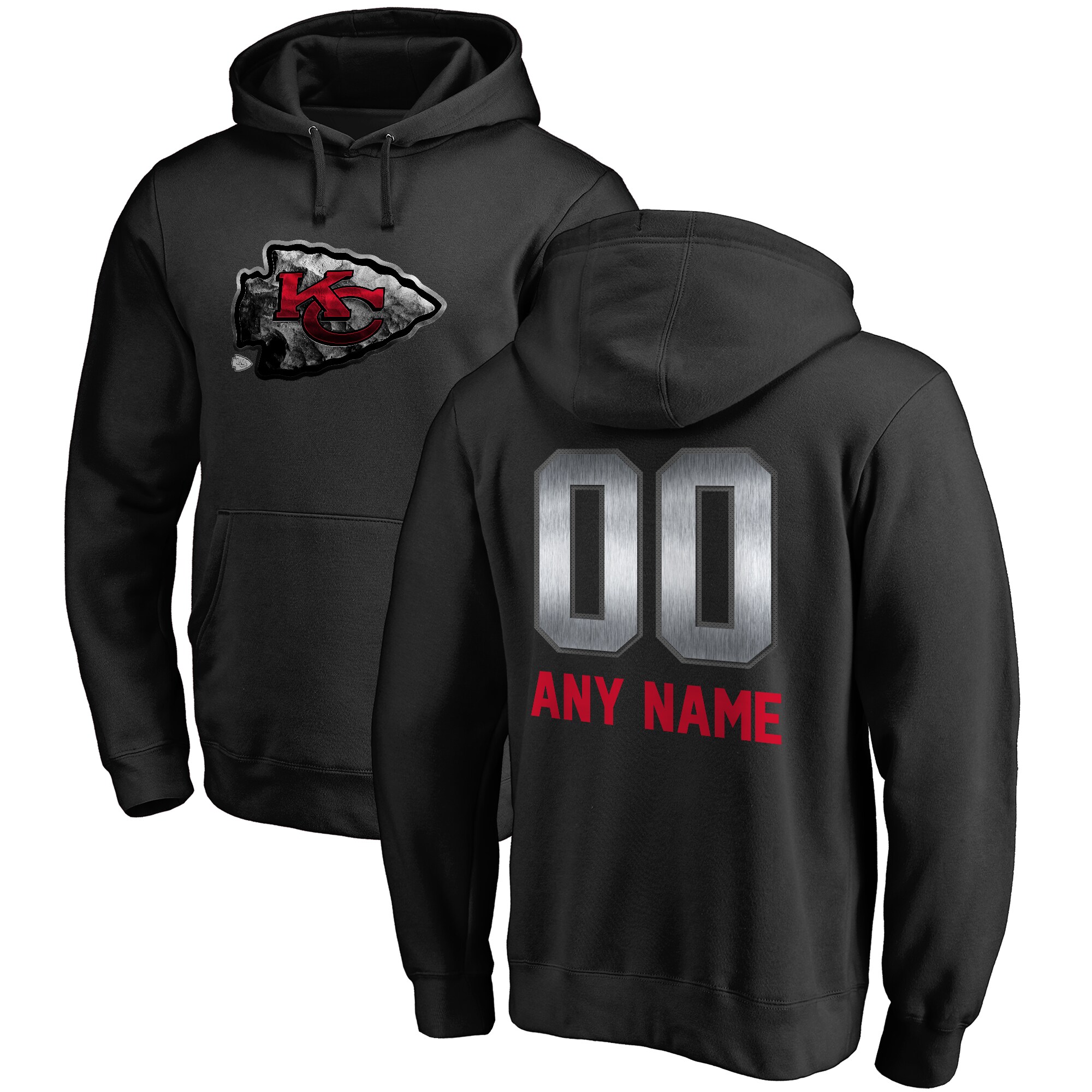 Men's Kansas City Chiefs NFL Pro Line by Fanatics Branded Black Personalized Midnight Mascot Pullover Hoodie