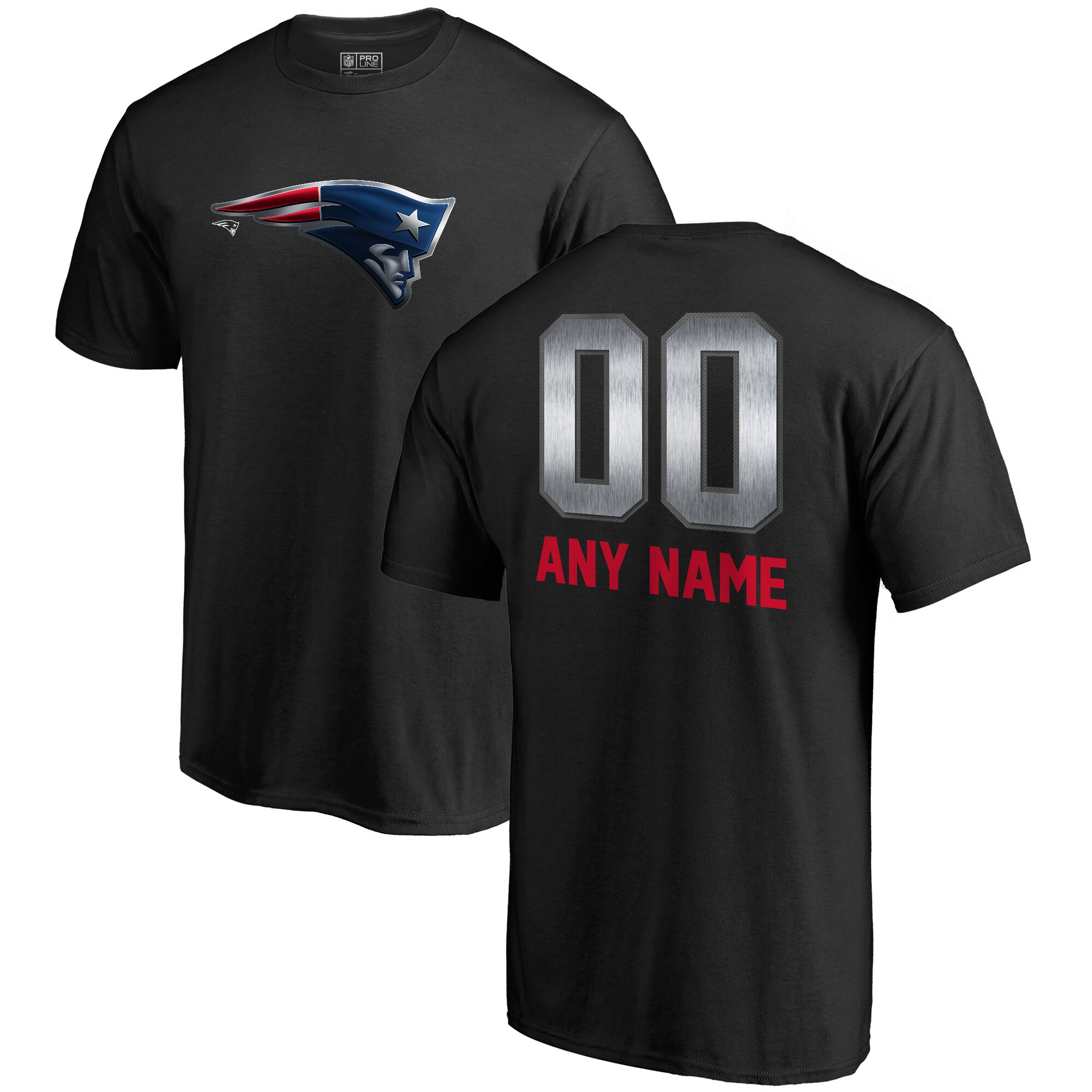 Men's New England Patriots NFL Pro Line by Fanatics Branded Black Personalized Midnight Mascot T-Shirt