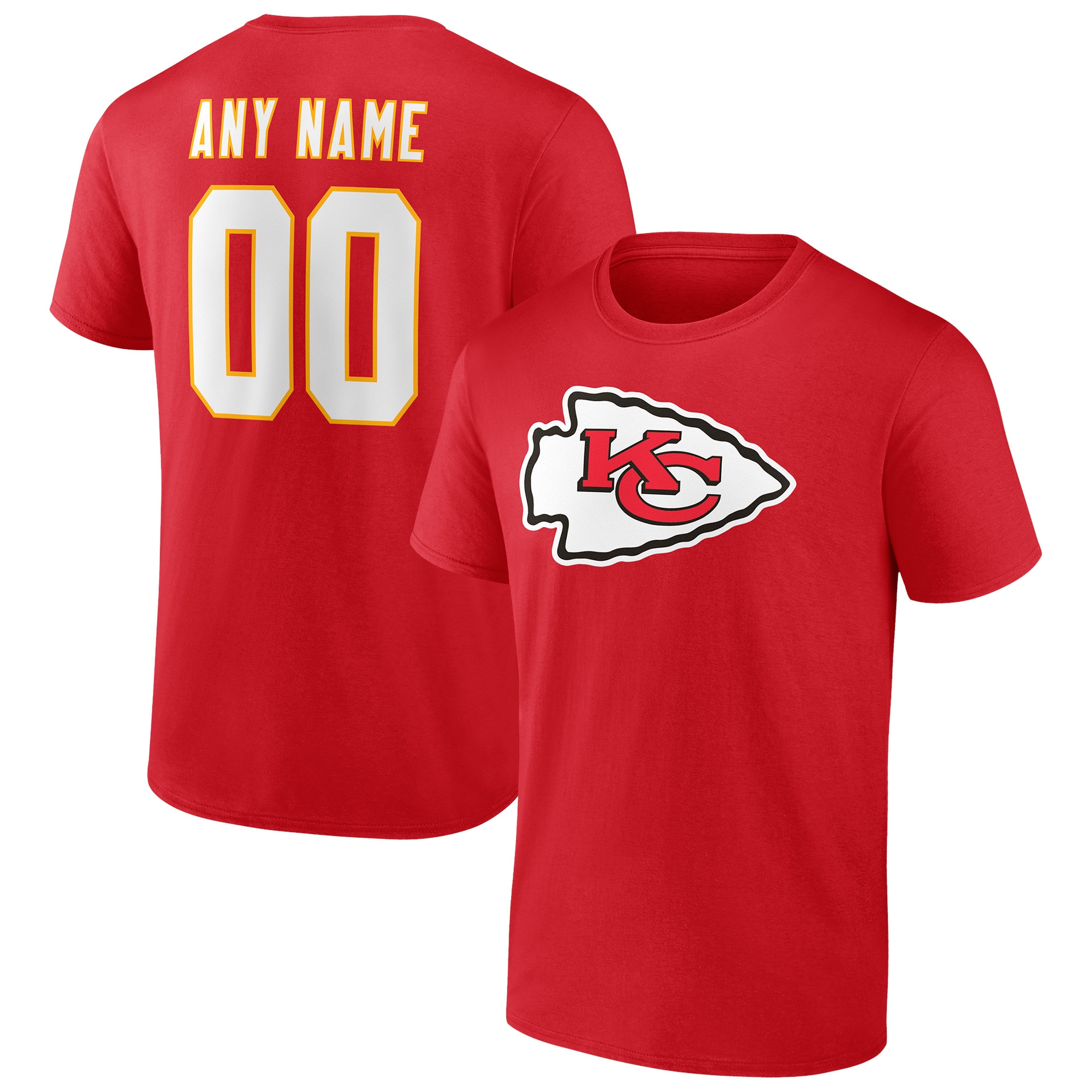 Men's Kansas City Chiefs Fanatics Branded Red Team Authentic Personalized Name & Number T-Shirt