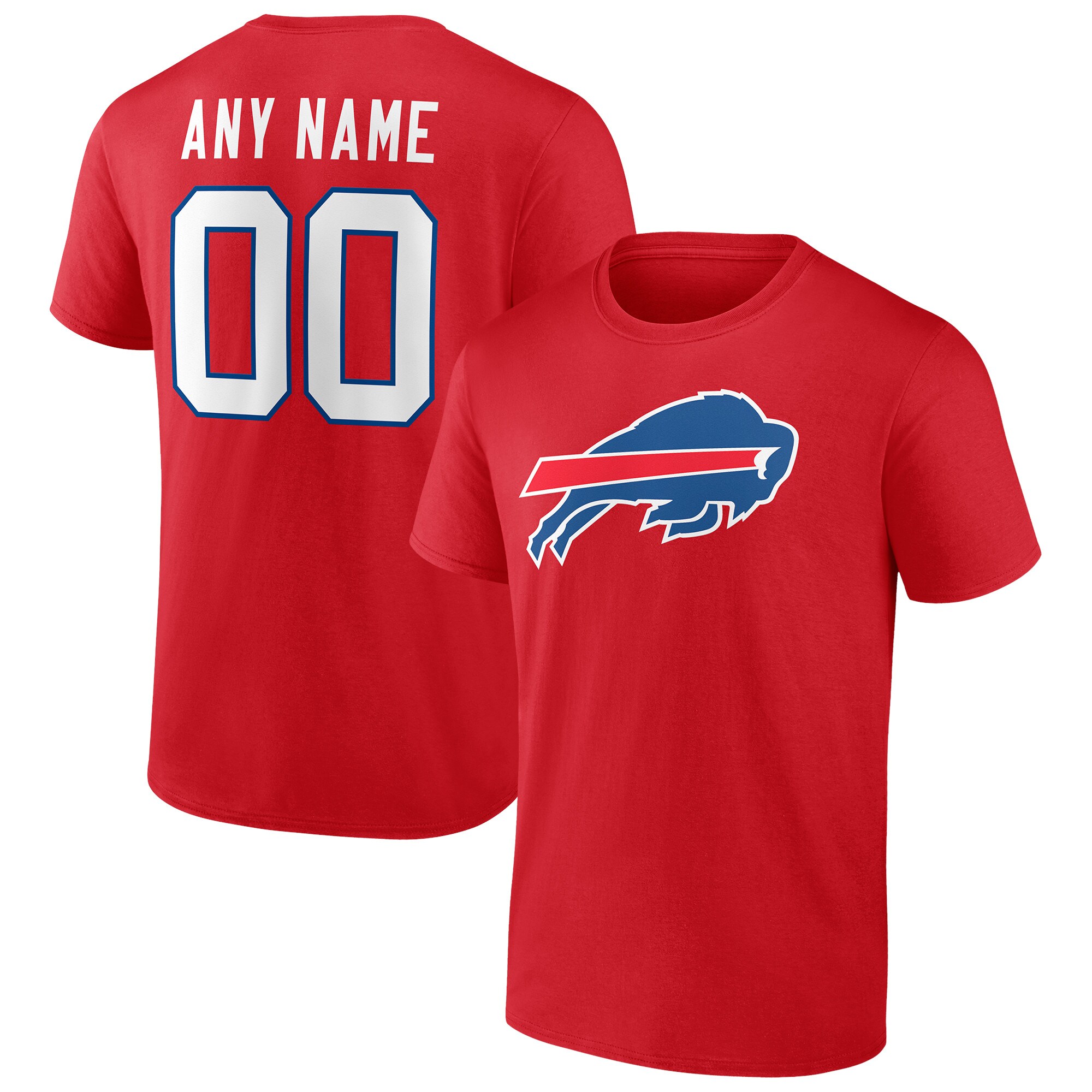 Men's Buffalo Bills Fanatics Branded Red Team Authentic Logo Personalized Name & Number T-Shirt