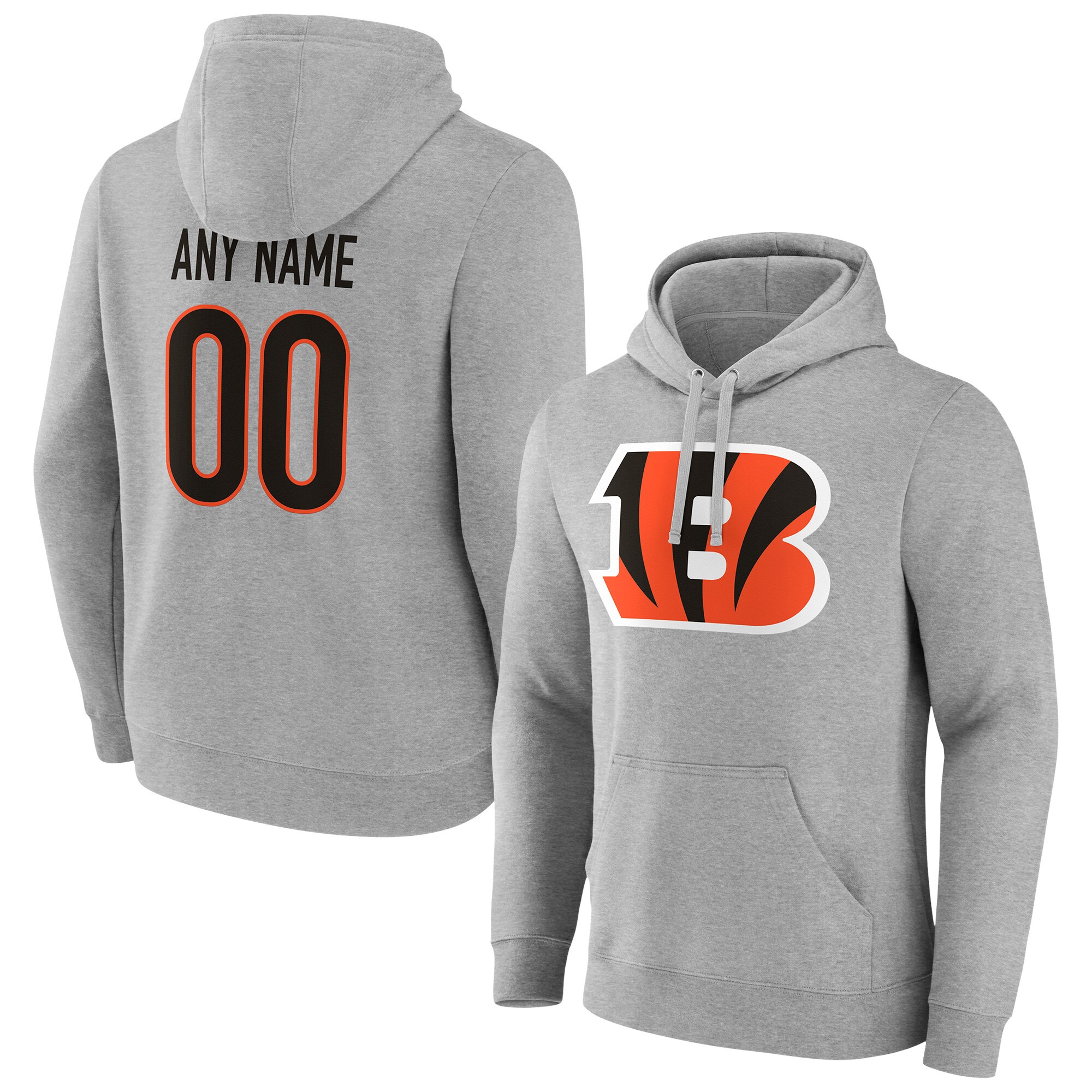 Men's Cincinnati Bengals Fanatics Branded Heathered Gray Team Authentic Custom Pullover Hoodie