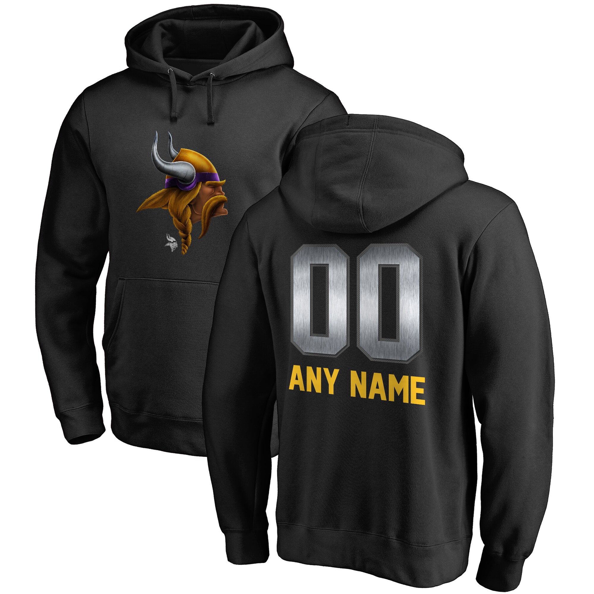 Men's Minnesota Vikings NFL Pro Line by Fanatics Branded Black Personalized Midnight Mascot Pullover Hoodie