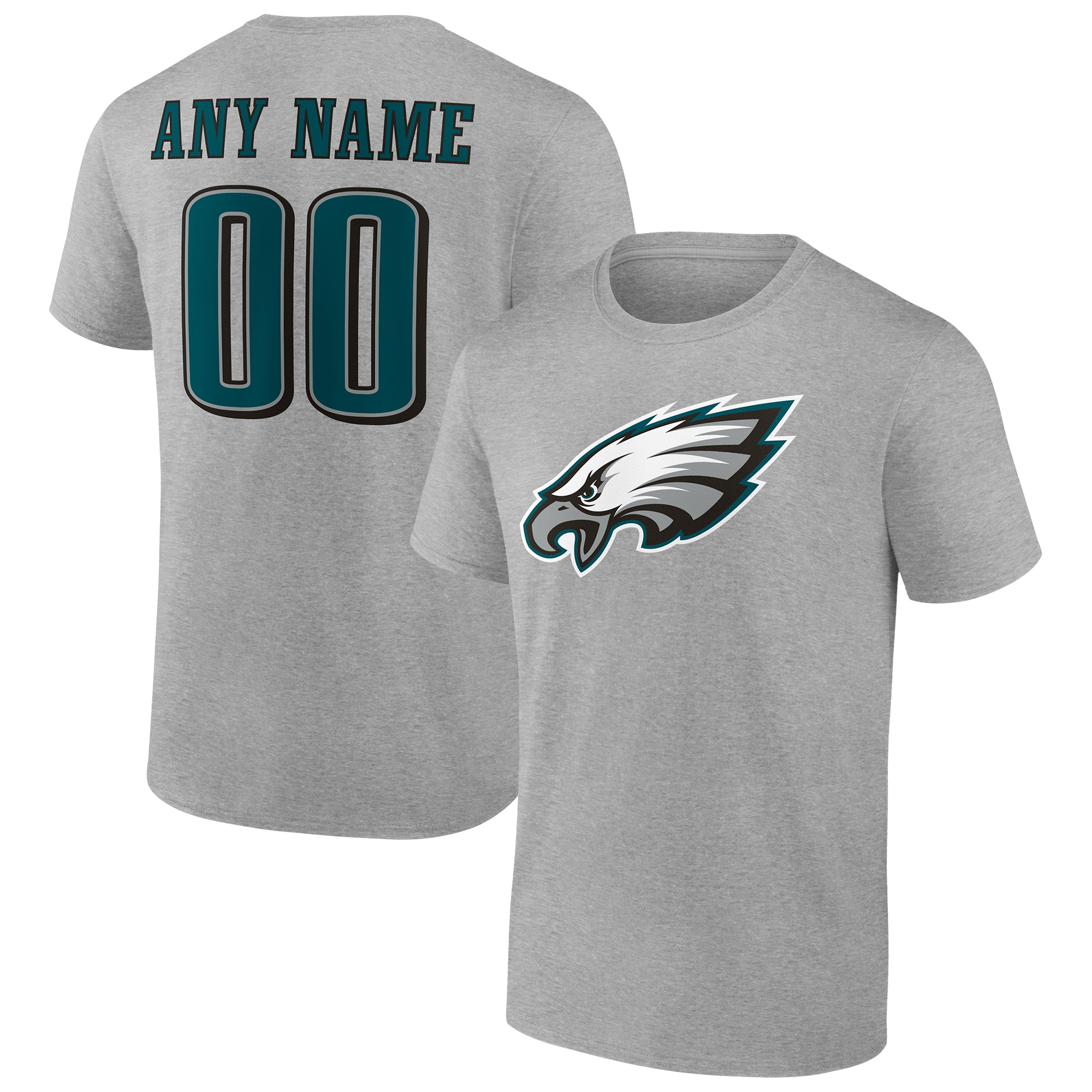 Men's Philadelphia Eagles Fanatics Branded Heathered Gray Team Authentic Custom T-Shirt