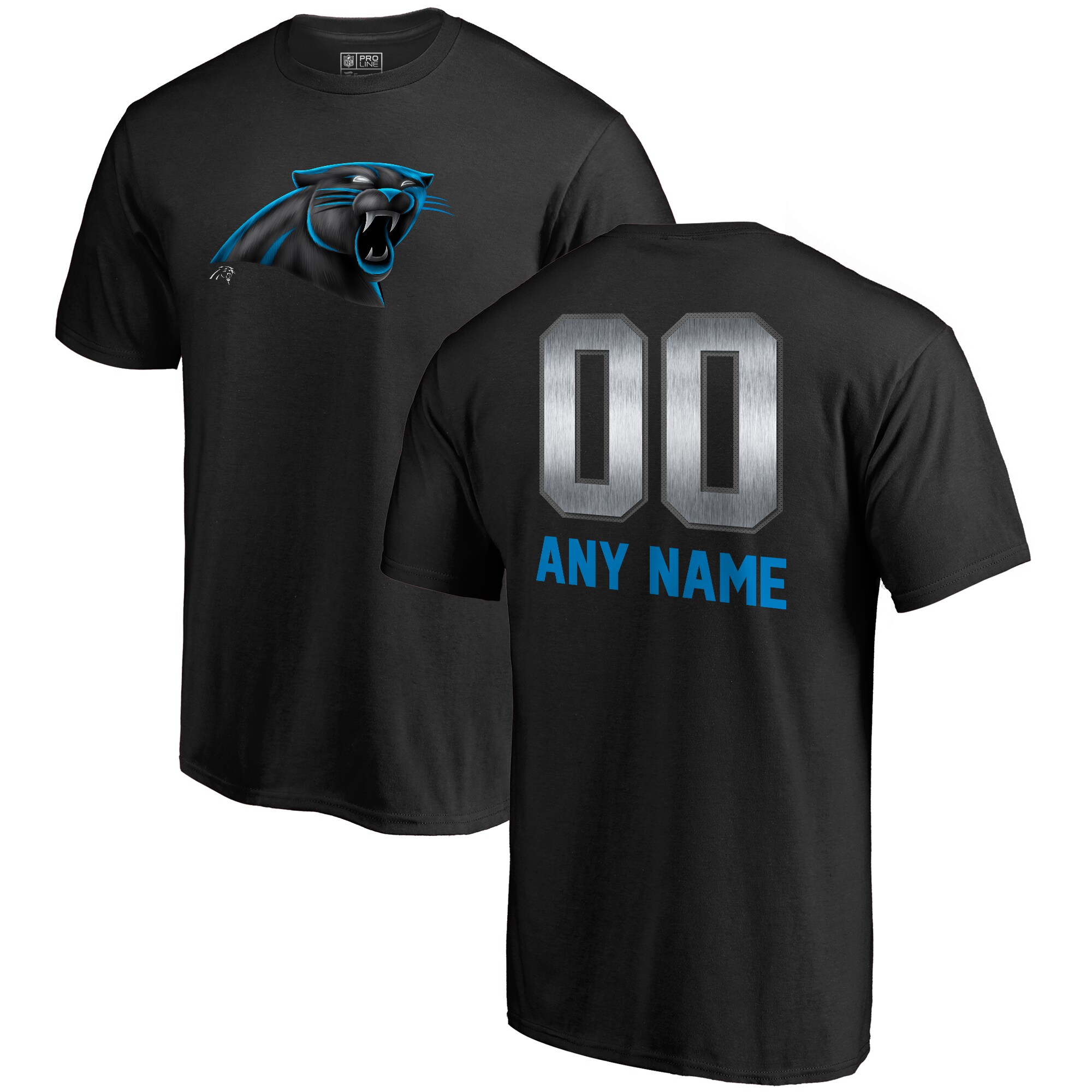 Men's Carolina Panthers NFL Pro Line by Fanatics Branded Black Personalized Midnight Mascot T-Shirt
