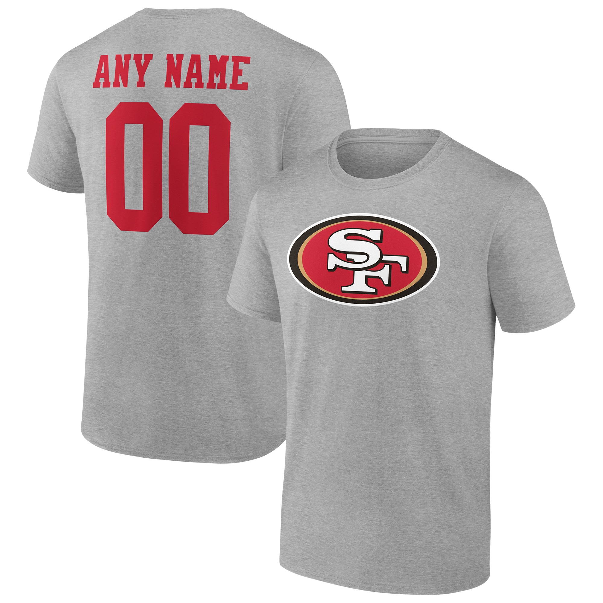 Men's San Francisco 49ers Fanatics Branded Heathered Gray Team Authentic Custom T-Shirt