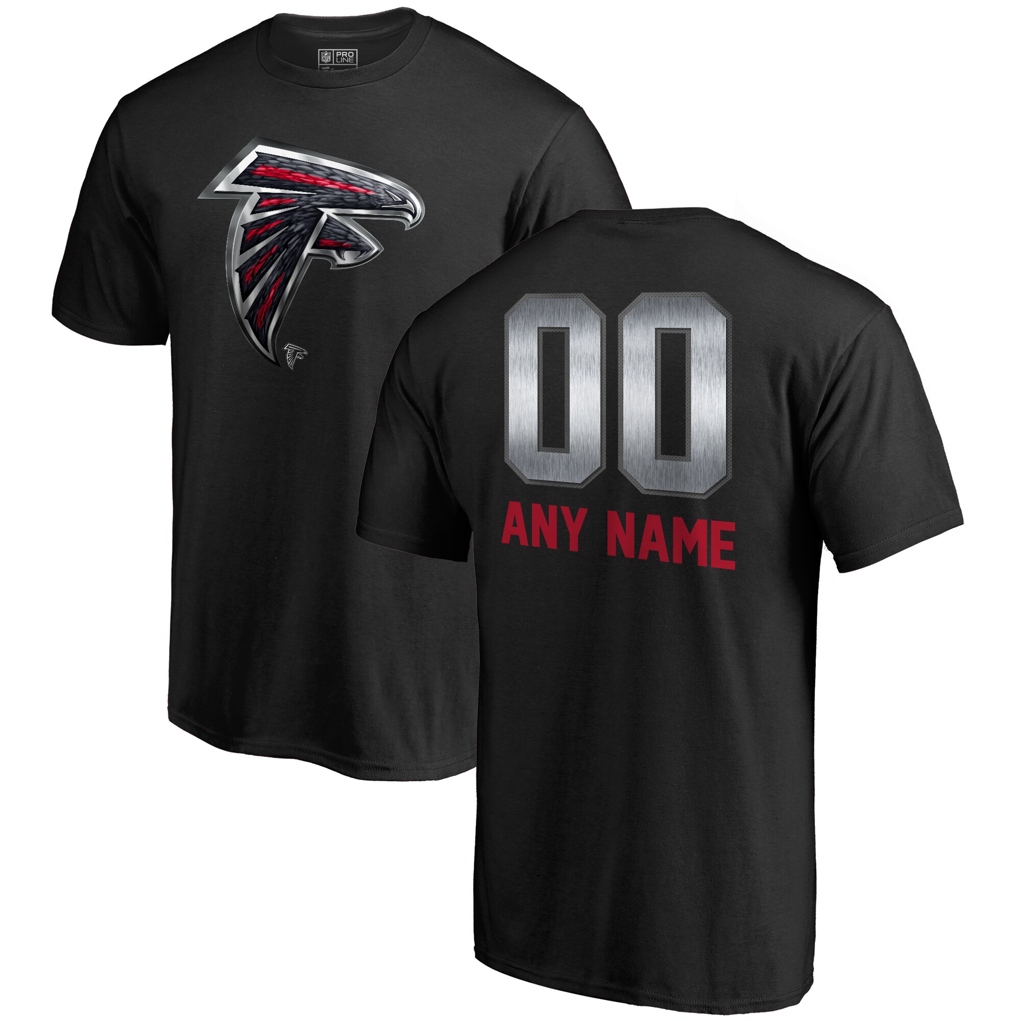 Men's Atlanta Falcons NFL Pro Line by Fanatics Branded Black Personalized Midnight Mascot T-Shirt