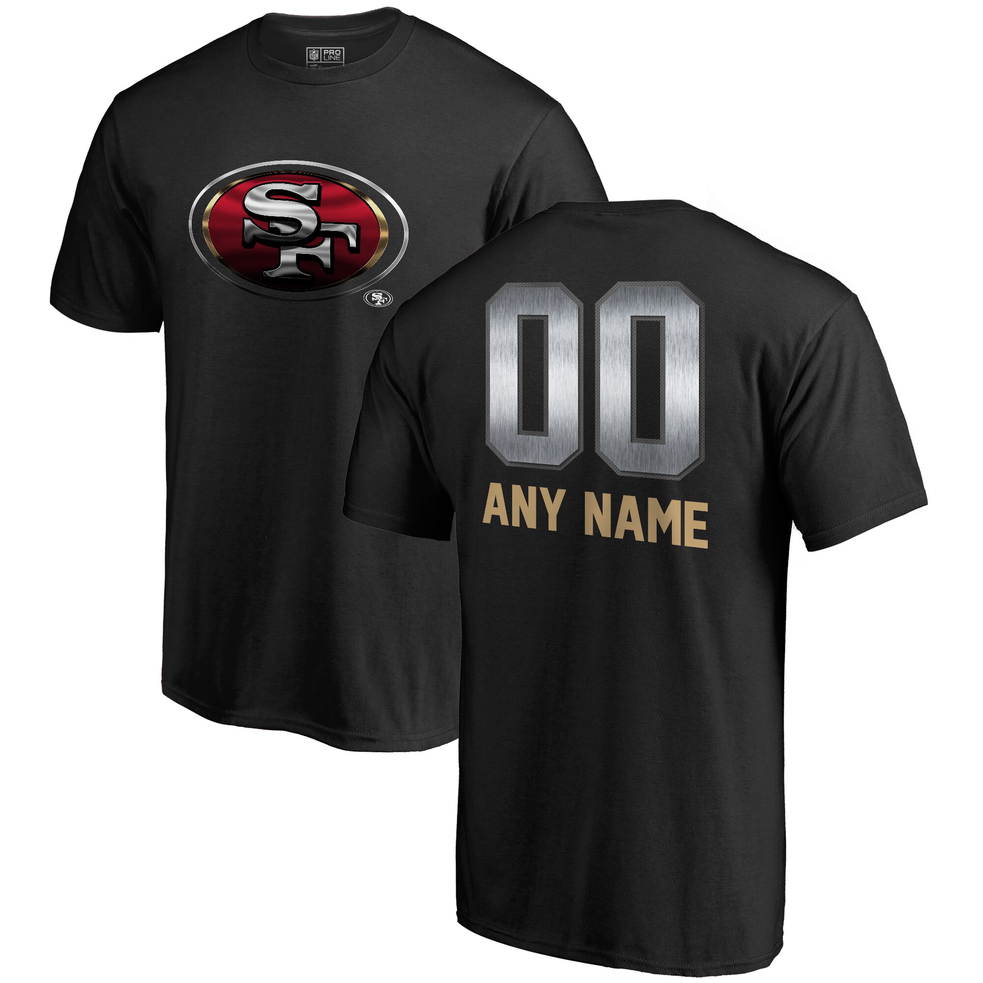 Men's San Francisco 49ers NFL Pro Line by Fanatics Branded Black Personalized Midnight Mascot T-Shirt