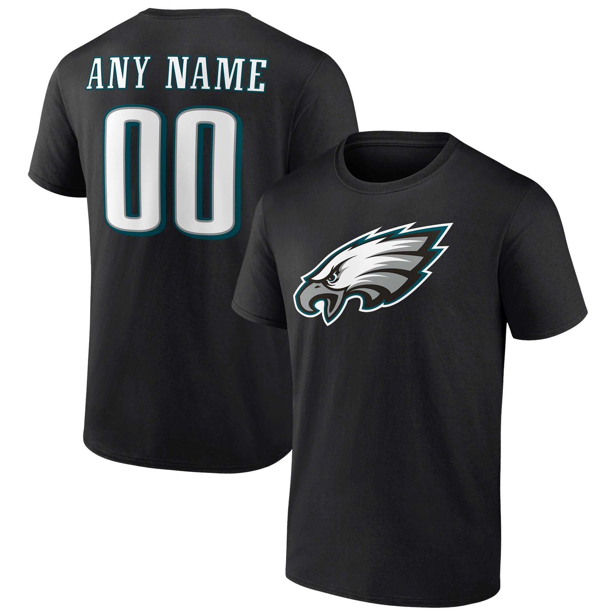 Men's Philadelphia Eagles Fanatics Branded Black Team Authentic Personalized Name & Number T-Shirt
