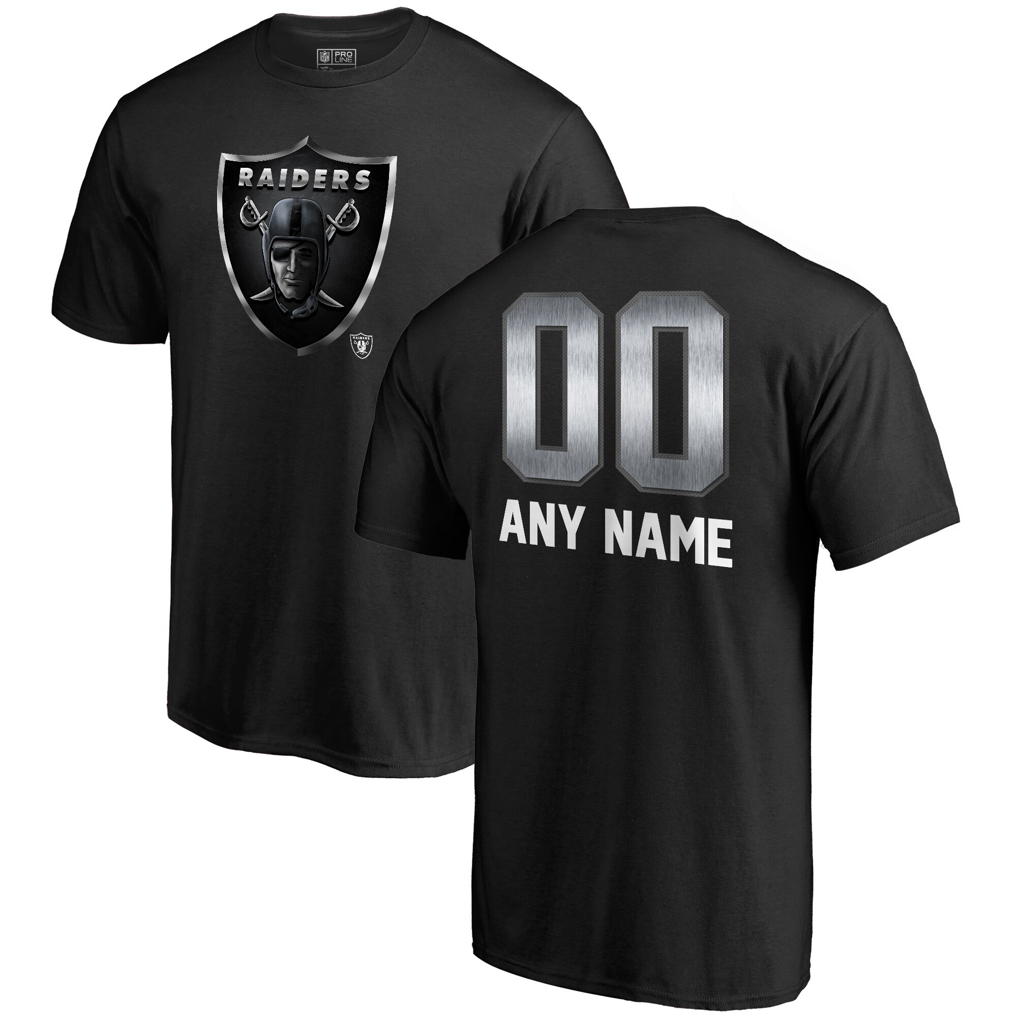 Men's Las Vegas Raiders NFL Pro Line by Fanatics Branded Black Personalized Midnight Mascot T-Shirt