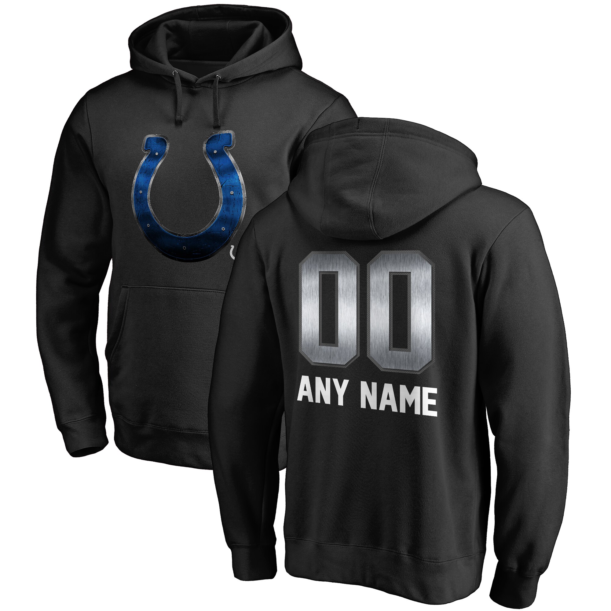 Men's Indianapolis Colts NFL Pro Line by Fanatics Branded Black Personalized Midnight Mascot Pullover Hoodie