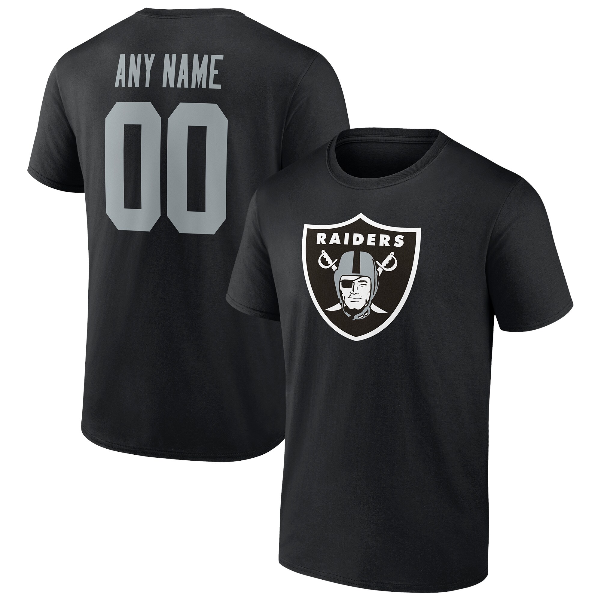 Men's Las Vegas Raiders Fanatics Branded Black Team Authentic Personalized Name & Number T-Shirt