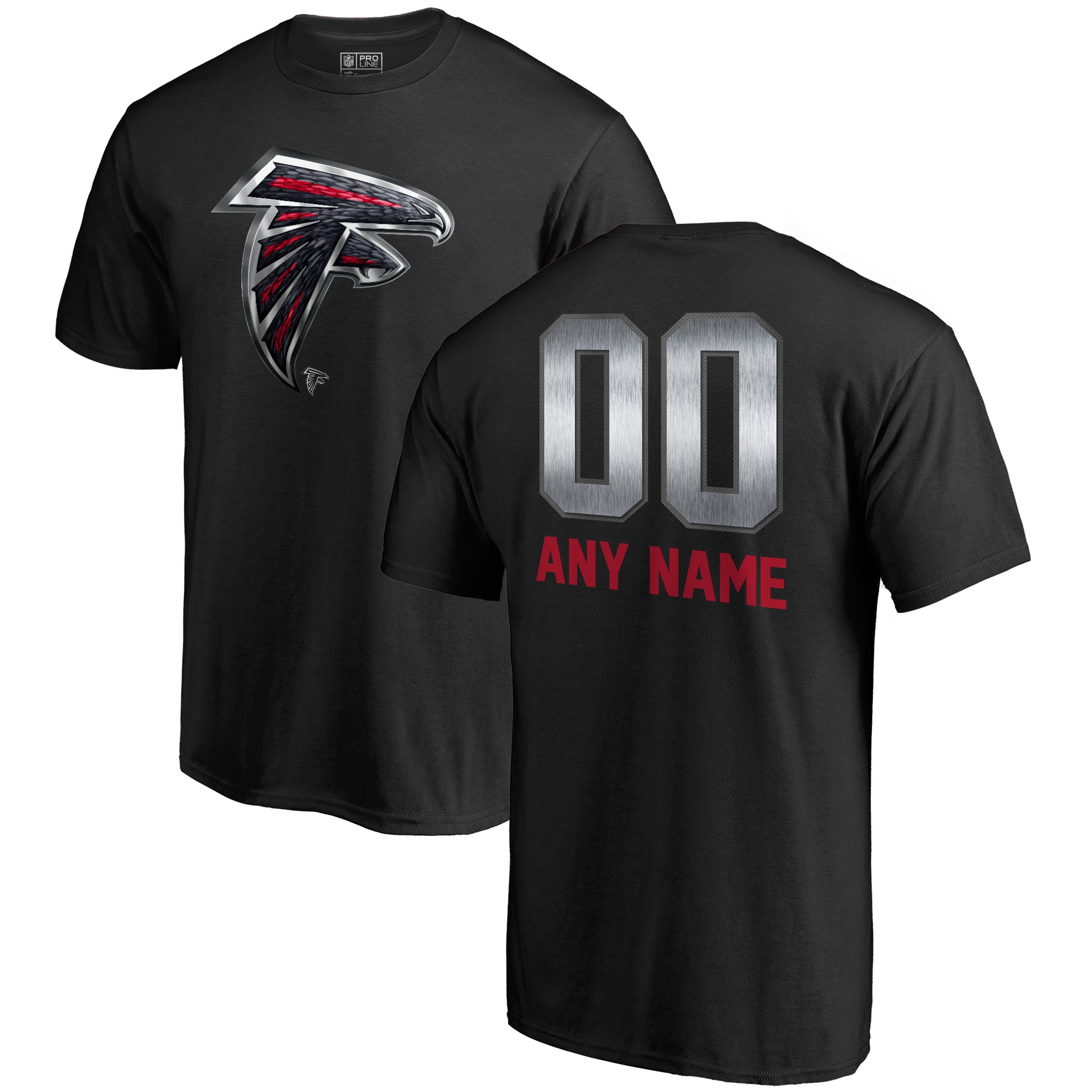 Men's Atlanta Falcons NFL Pro Line by Fanatics Branded Black Personalized Midnight Mascot T-Shirt